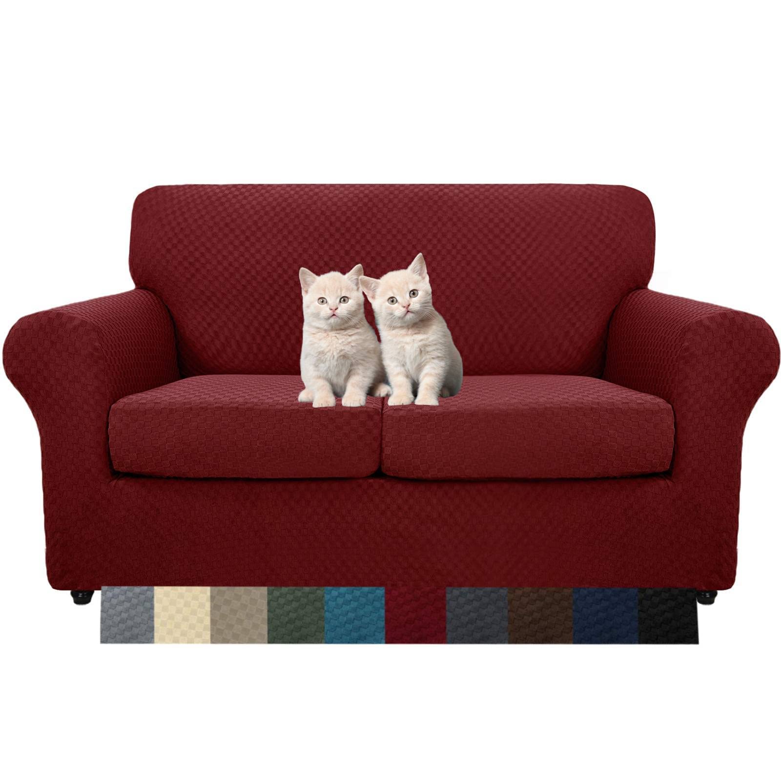 MAXIJIN 4 Piece Couch Covers for 3 Cushion Couch Super Stretch Non Slip Couch Cover for Dogs Pet Friendly Elastic Jacquard Furniture Protector Sofa Slipcovers (Sofa, Light Gray)