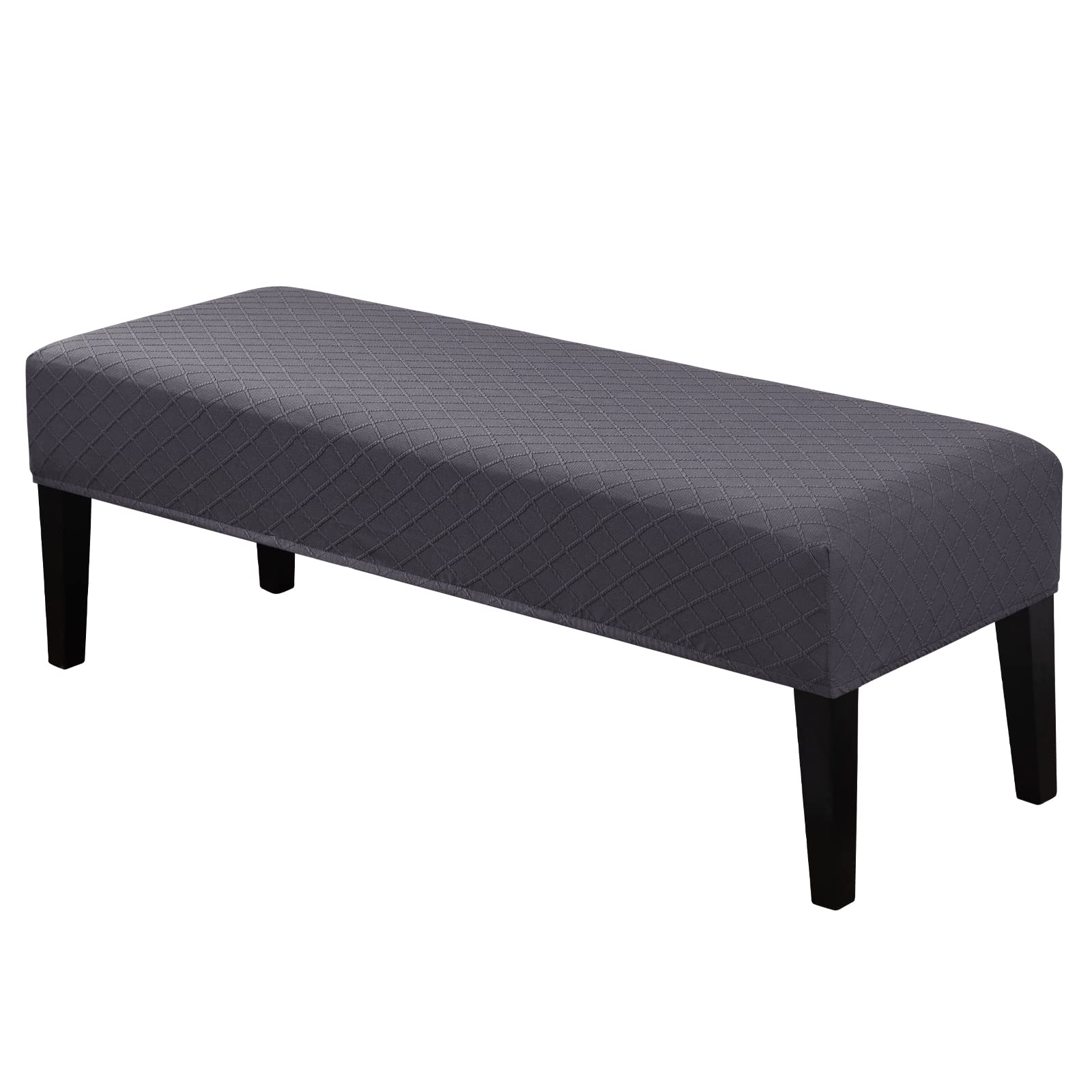Lebaley Waterproof Stretch Bench Cover – Quilted Pattern, Elastic Rectangular Bench Seat Cover, Washable Bench Slipcover for Dining Room, Entryway & Kitchen (Black)
