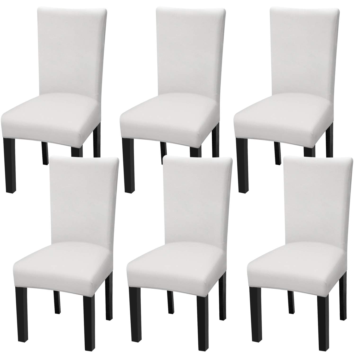 Fuloon Chair Covers for Dining Room 6 Pack, Solid Stretch Dining Chair Covers, Washable Kitchen Slip Covers, Parson Chair Covers Set of 6 (Gray Lotus, 6 Pack)
