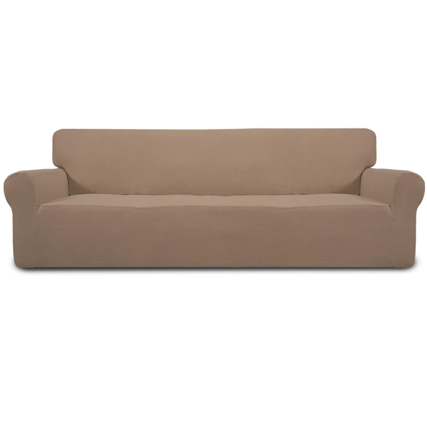 Easy-Going Stretch Sofa Slipcover 1-Piece Sofa Cover Furniture Protector Couch Soft with Elastic Bottom for Kids, Polyester Spandex Jacquard Fabric Small Checks (Sofa, Black)