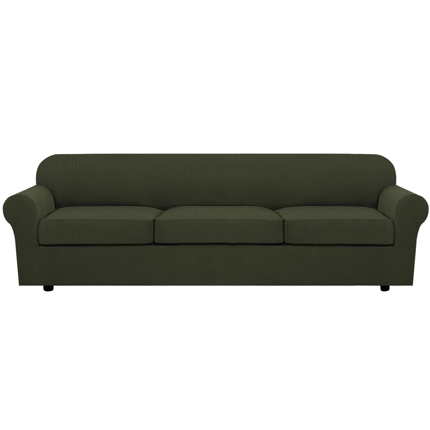 H.VERSAILTEX 4 Piece Stretch Couch Covers for 3 Cushion Couch Sofa Furniture Slipcovers Feature Upgraded Thicker Jacquard Fabric (Sofa, Natural)