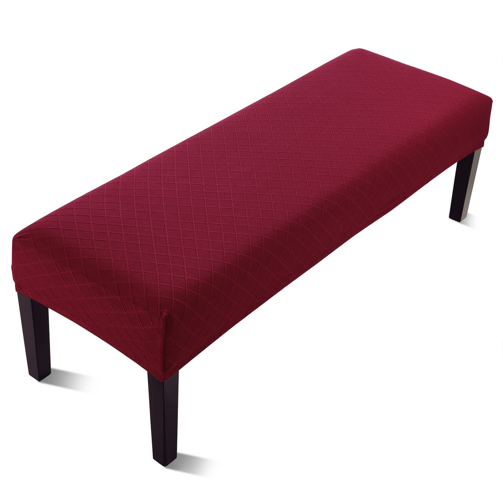 Fuloon Stretch Jacquard Dining Bench Cover - Anti-Dust Removable Bench Slipcover Washable Seat Cushion Protector for Bedroom, Kitchen, Hotel, Banquet (Beige)