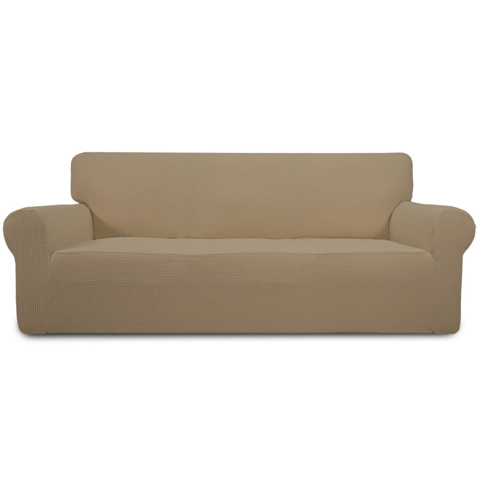 Easy-Going Stretch Sofa Slipcover 1-Piece Sofa Cover Furniture Protector Couch Soft with Elastic Bottom for Kids, Polyester Spandex Jacquard Fabric Small Checks (Sofa, Dark Gray)
