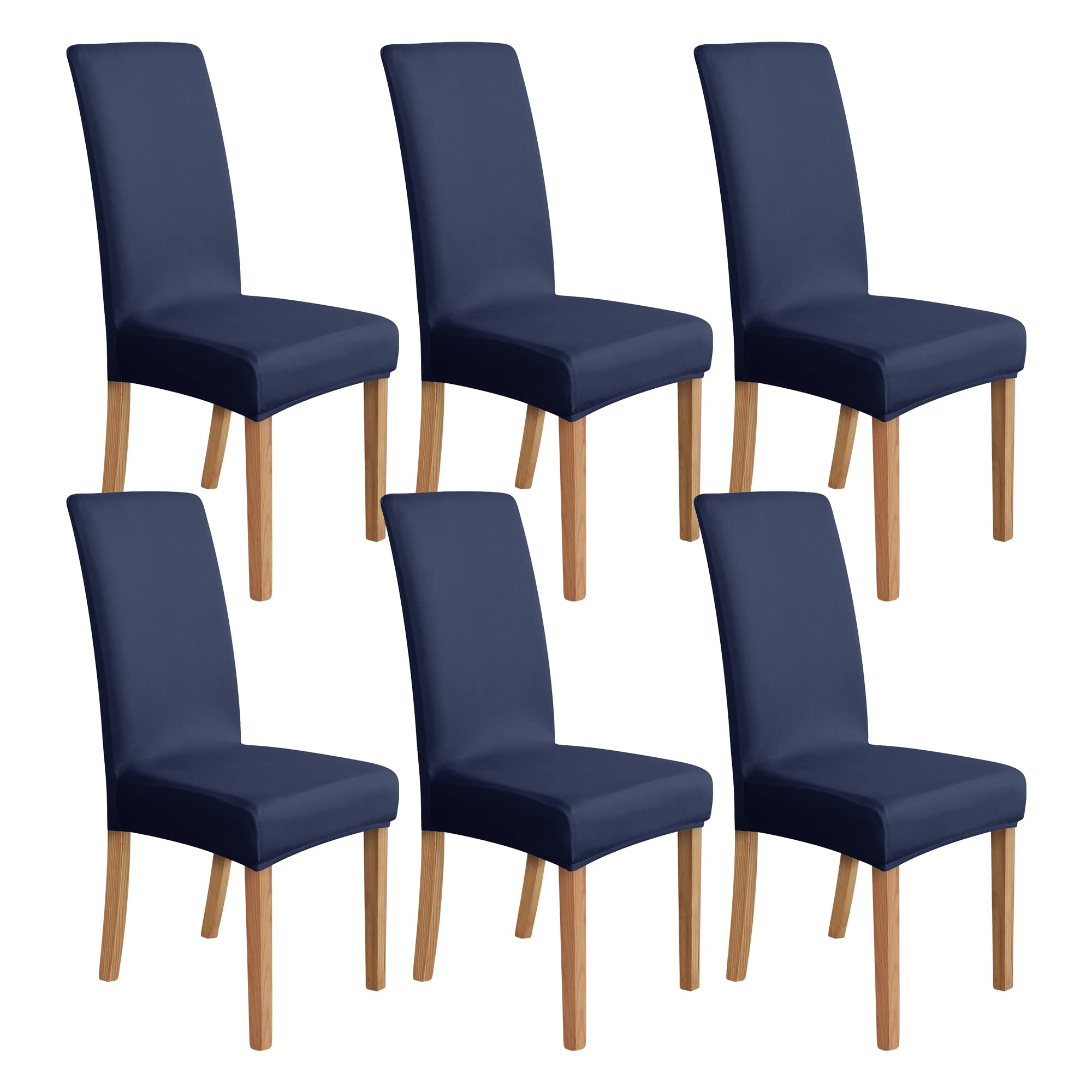 Amazon Basics Dining Chair Covers, Stretch Parson/Dining Chair Slipcover, Removable Washable Chair Protector for Home/Restaurant/Banquet, Light Grey, 6-Pack