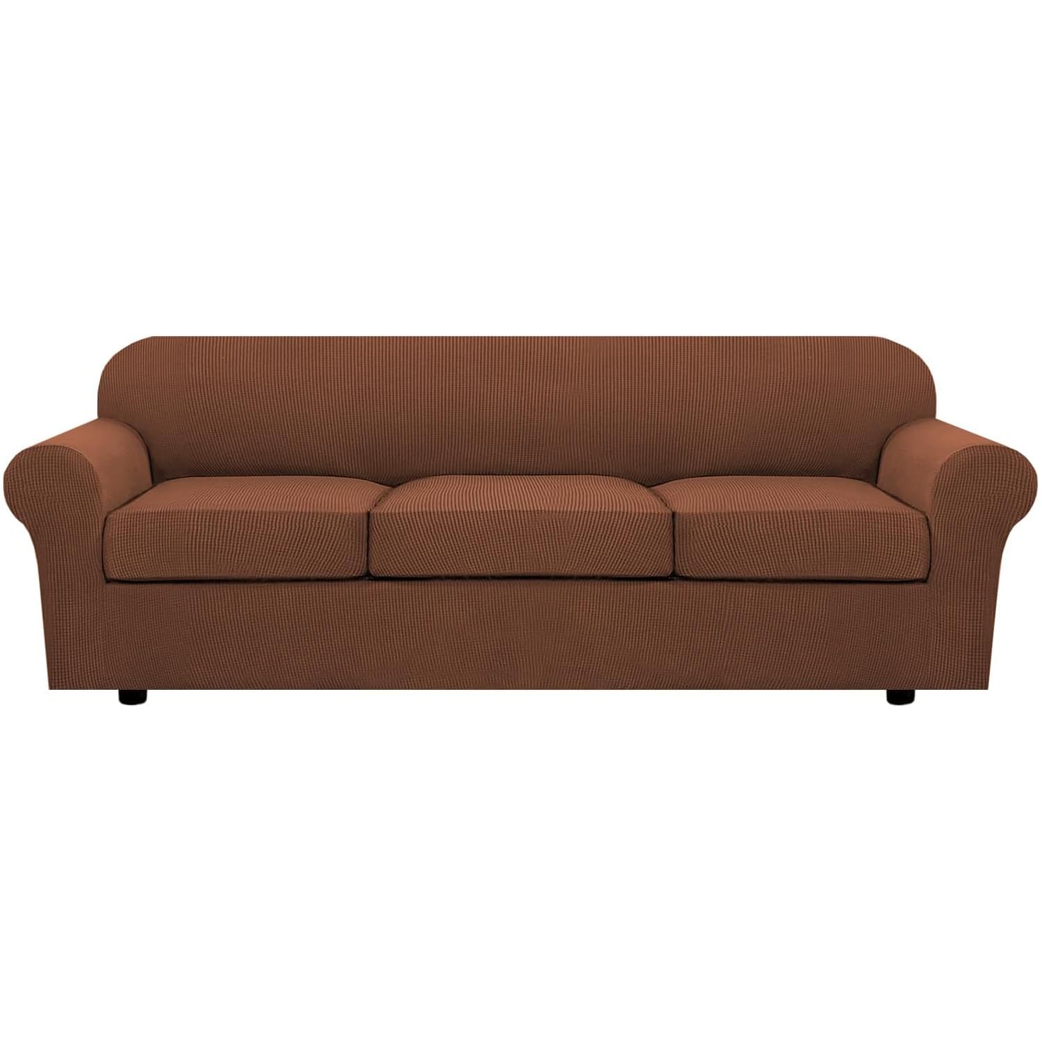 H.VERSAILTEX 3 Piece Stretch Sofa Covers for 2 Cushion Loveseat Couch Covers for Living Room Sofa Slipcovers (Base Cover Plus 2 Seat Cushion Covers) Thicker Jacquard Fabric(Medium Sofa, Natural)
