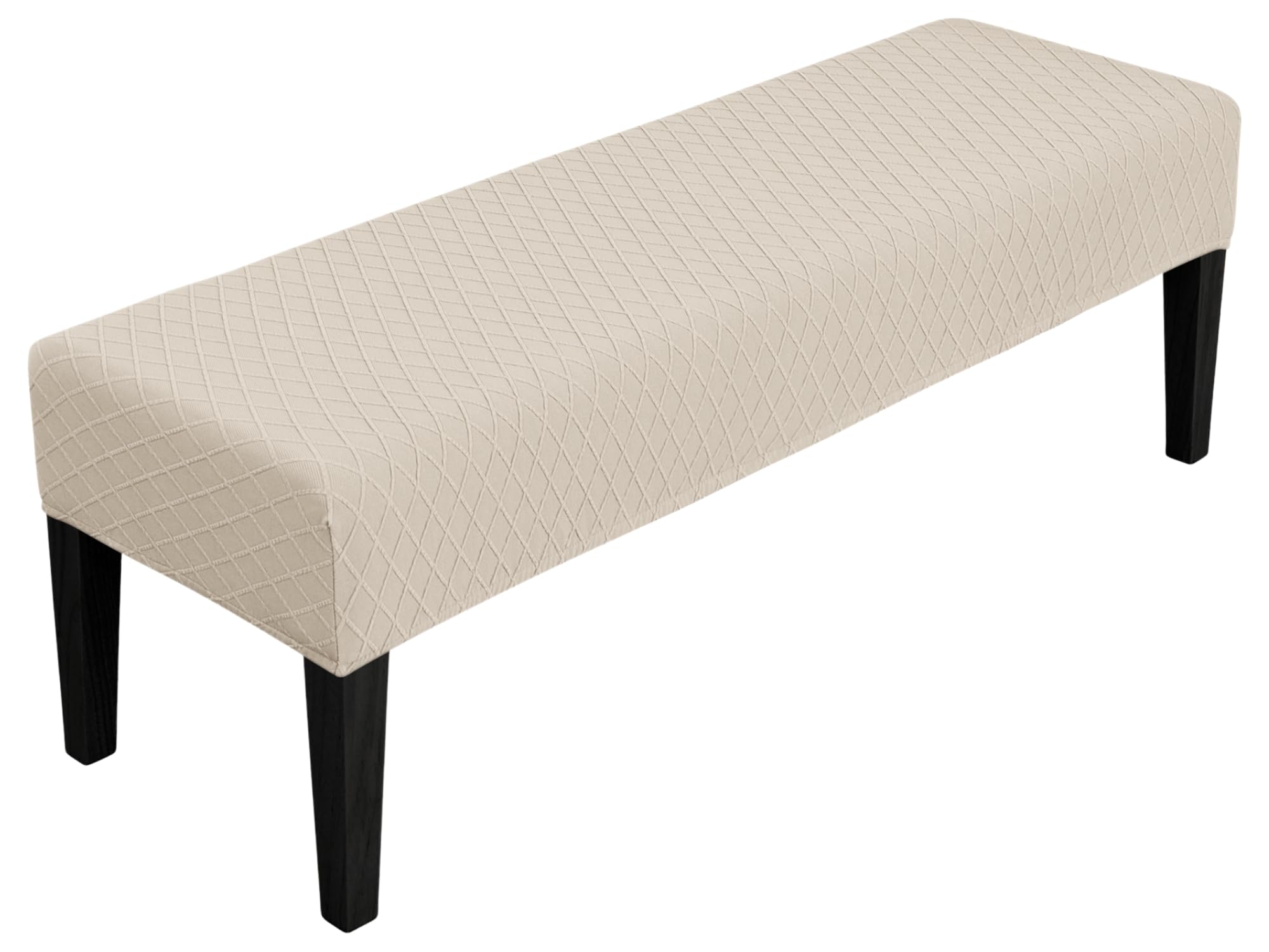 SPRINGRICO Stretch Dining Bench Cover, Removable Bench Slipcover Washable Bench Seat Protector Rectangle Bench Cover for Dining Room, Living Room, Bedroom, Kitchen (S1-Khaki)
