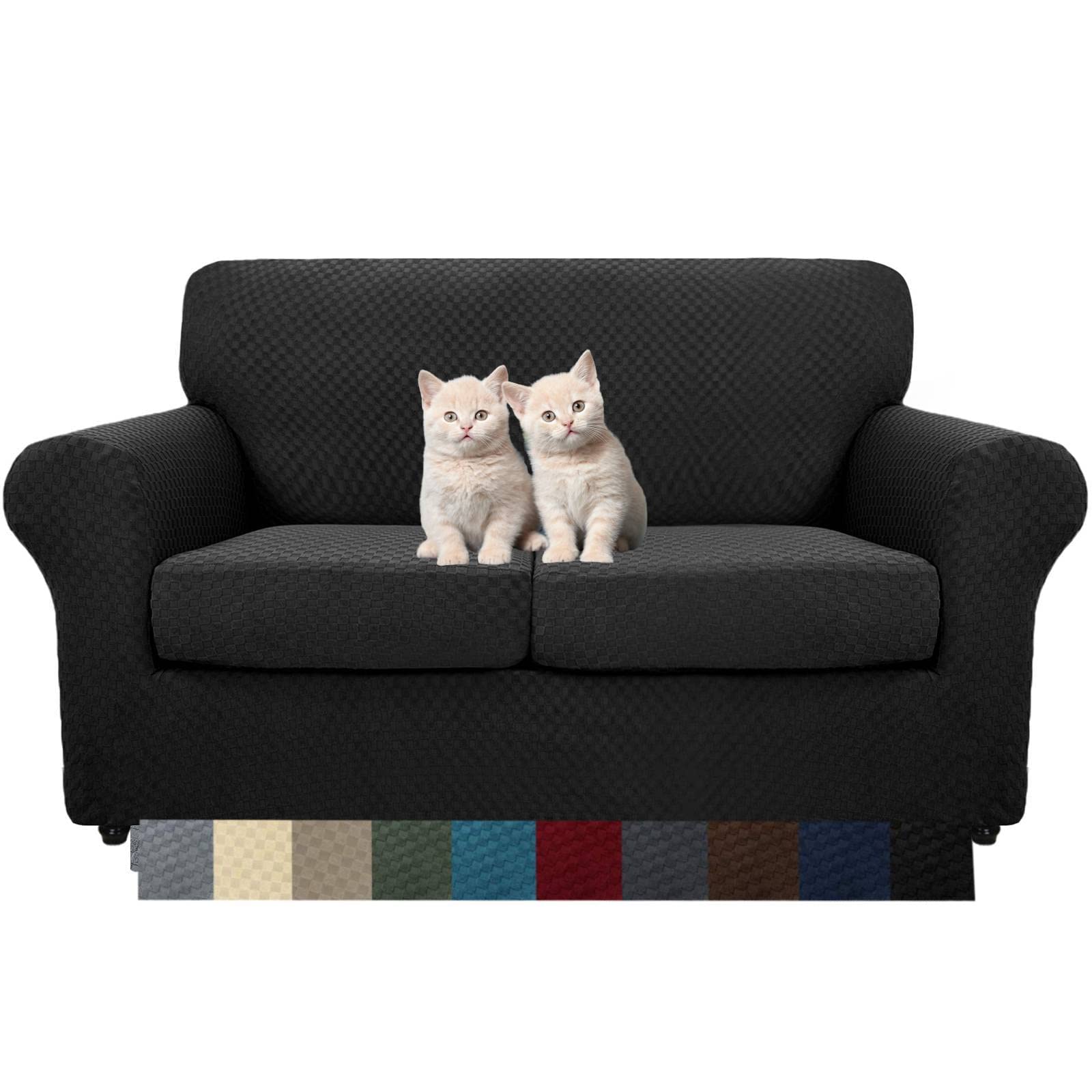 MAXIJIN 4 Piece Couch Covers for 3 Cushion Couch Super Stretch Non Slip Couch Cover for Dogs Pet Friendly Elastic Jacquard Furniture Protector Sofa Slipcovers (Sofa, Light Gray)
