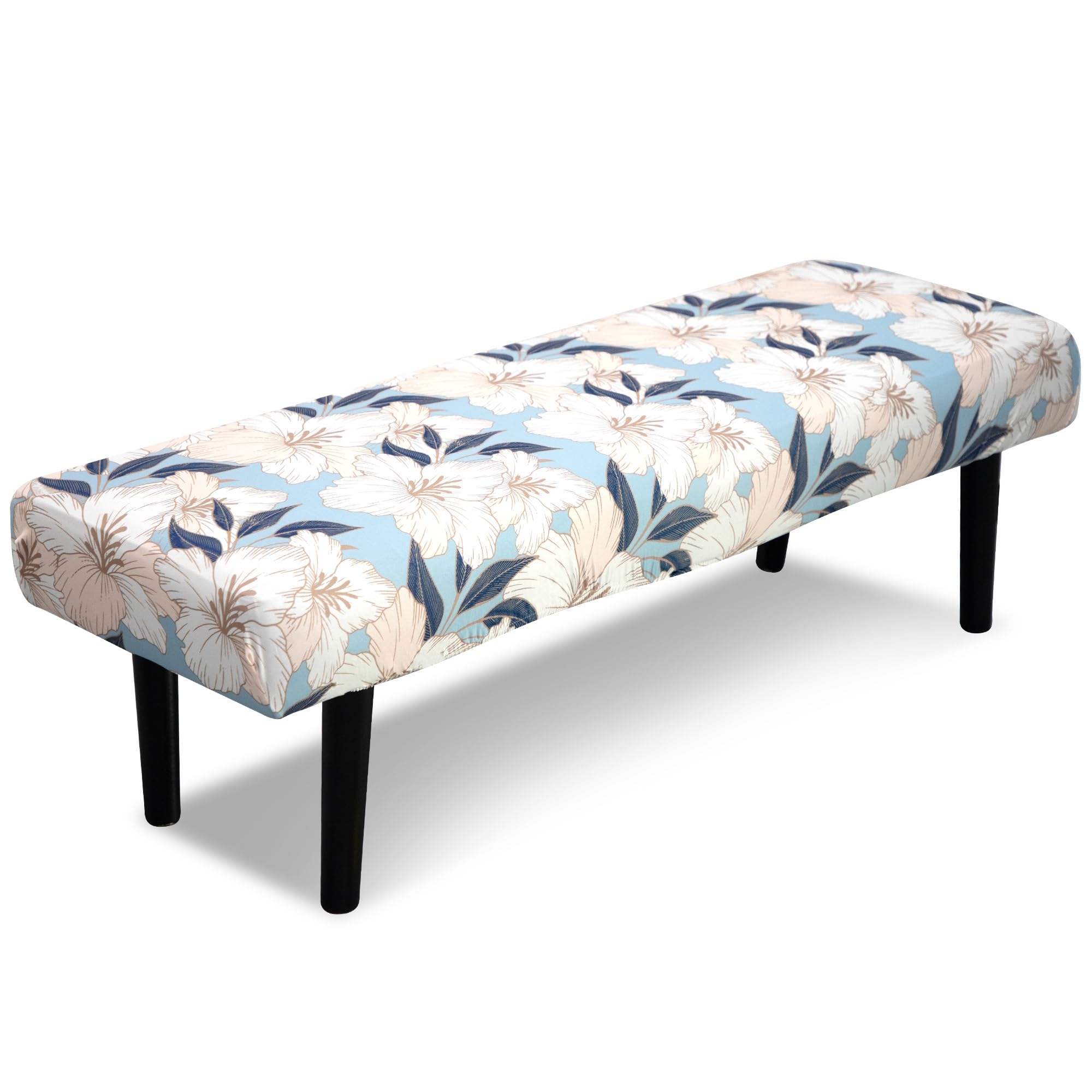 Stretch Bench Covers, Bench Seat Covers, Bench Cushions Covers, Printed Bench Seat Protector, Washable Bench Slipcover, Rectangle Bench Covers for Dining Room, Living Room, Kitchen (Flowers)