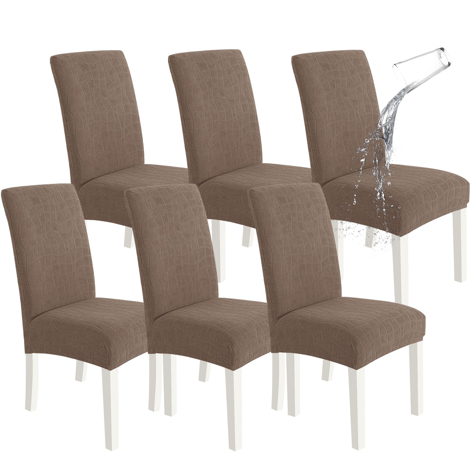 SYSLOON 100% Waterproof Chair Covers for Dining Chairs, Stretch Chair Covers Set of 4, Parson Chair Slipcovers Removable Washable Kitchen Chairs Seat Covers,Light Gray