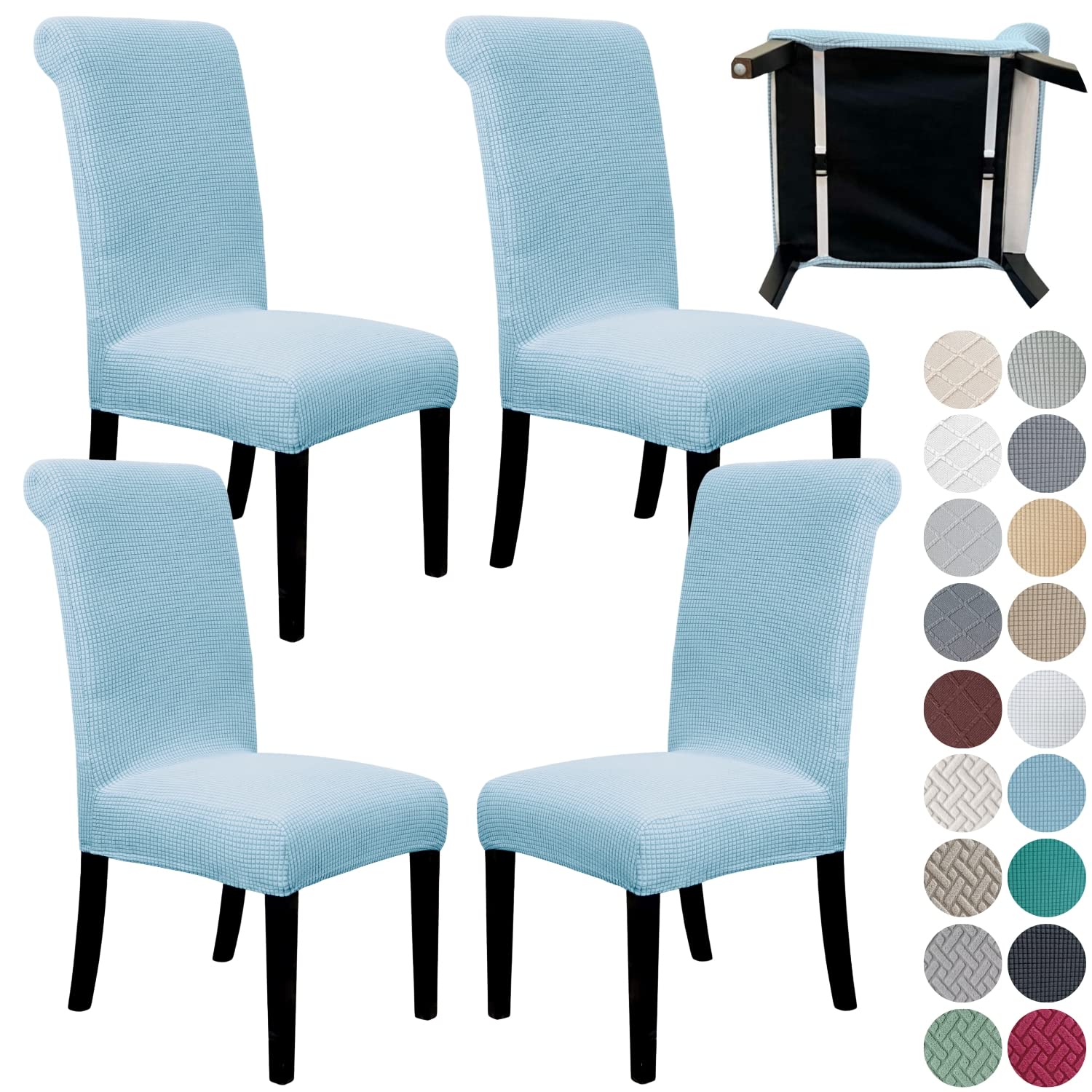 SPRINGRICO 4 Pack Dining Room Chair Covers with seat Belt, Stretch Parsons Chair Slipcover Washable Kitchen Dining Chair Cover Removable Seat Protector Set of 4, S3- Warm Cream