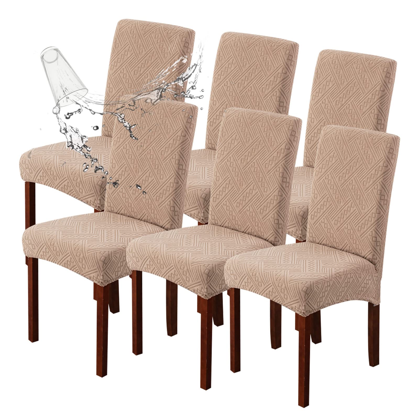 Genina Waterproof Dining Room Chair Covers Stretch Parsons Chair Slipcovers for Dining Room Kitchen Chair Protector Cover, Removable, Washable (4, Flower Pattern-Dark Gray)