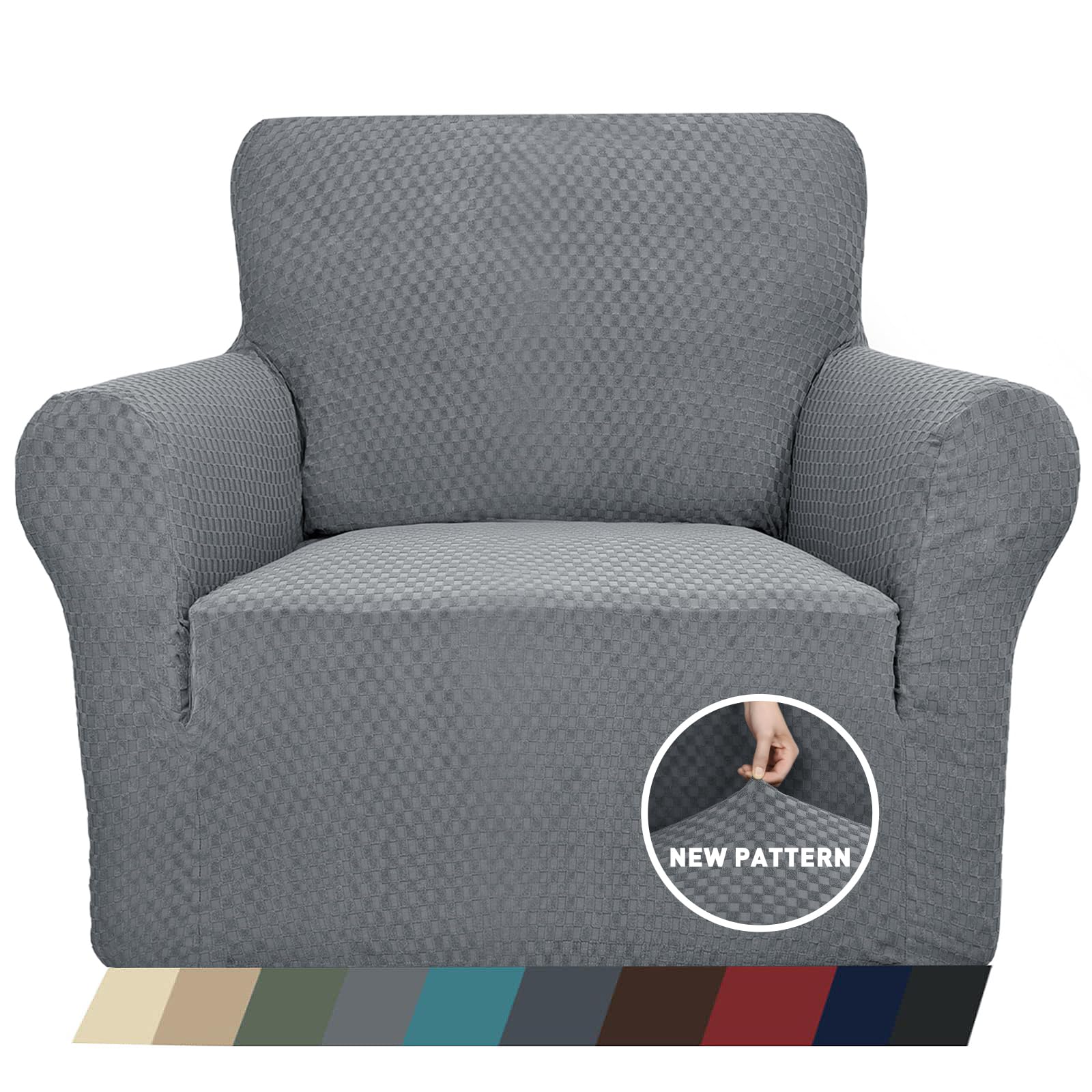 ZNSAYOTX 1 Piece Jacquard Couch Covers for 3 Cushion Couch Living Room High Stretch Sofa Cover Pets Dogs Friendly Anti Slip Thickened Slipcovers Furniture Protector (Sofa, Light Grey)
