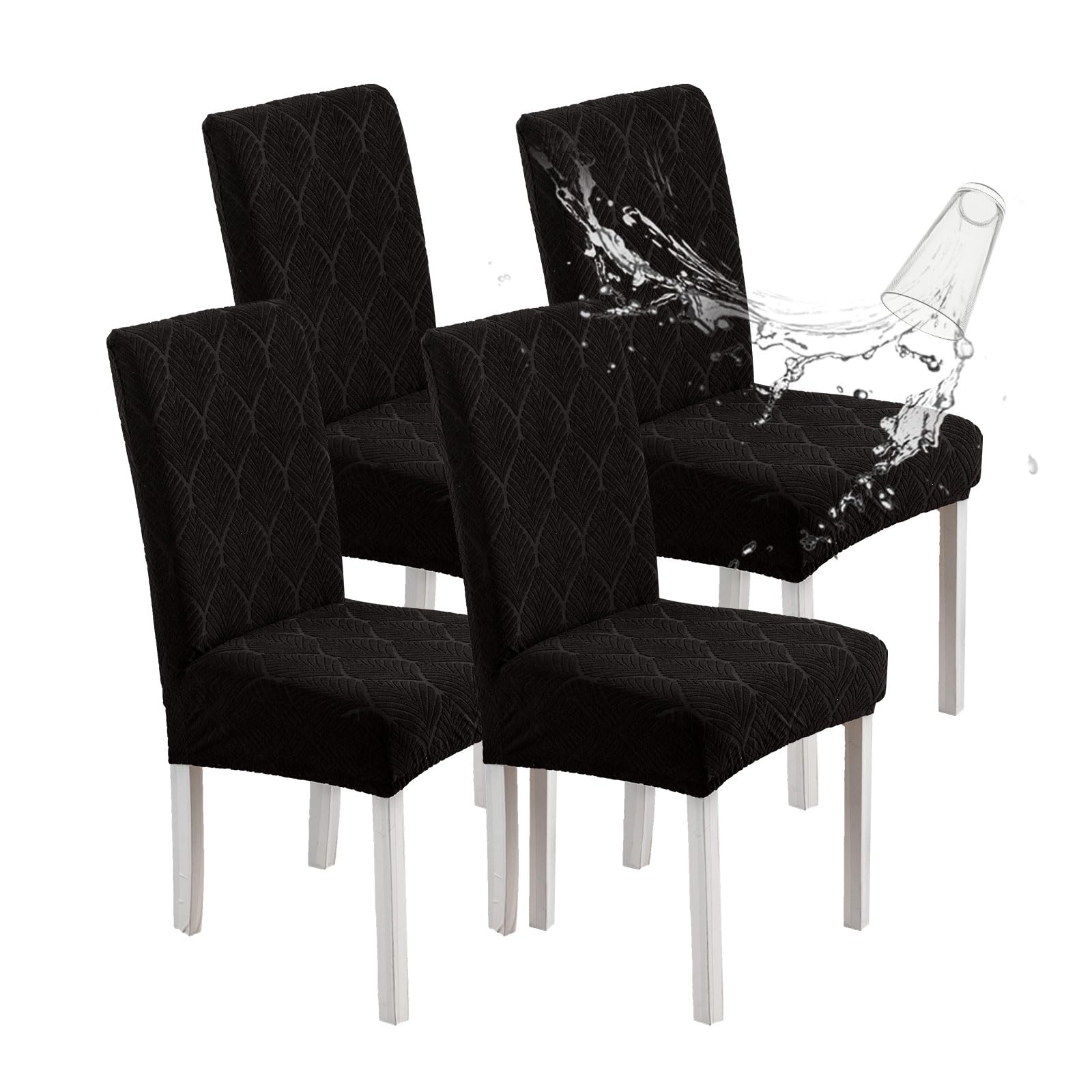 Chair Covers for Dining Chairs,100% Waterproof Dining Chair Covers Set of 4,Removable Stretch Parsons Slip,Washable Seat Protector for Kitchen Beige