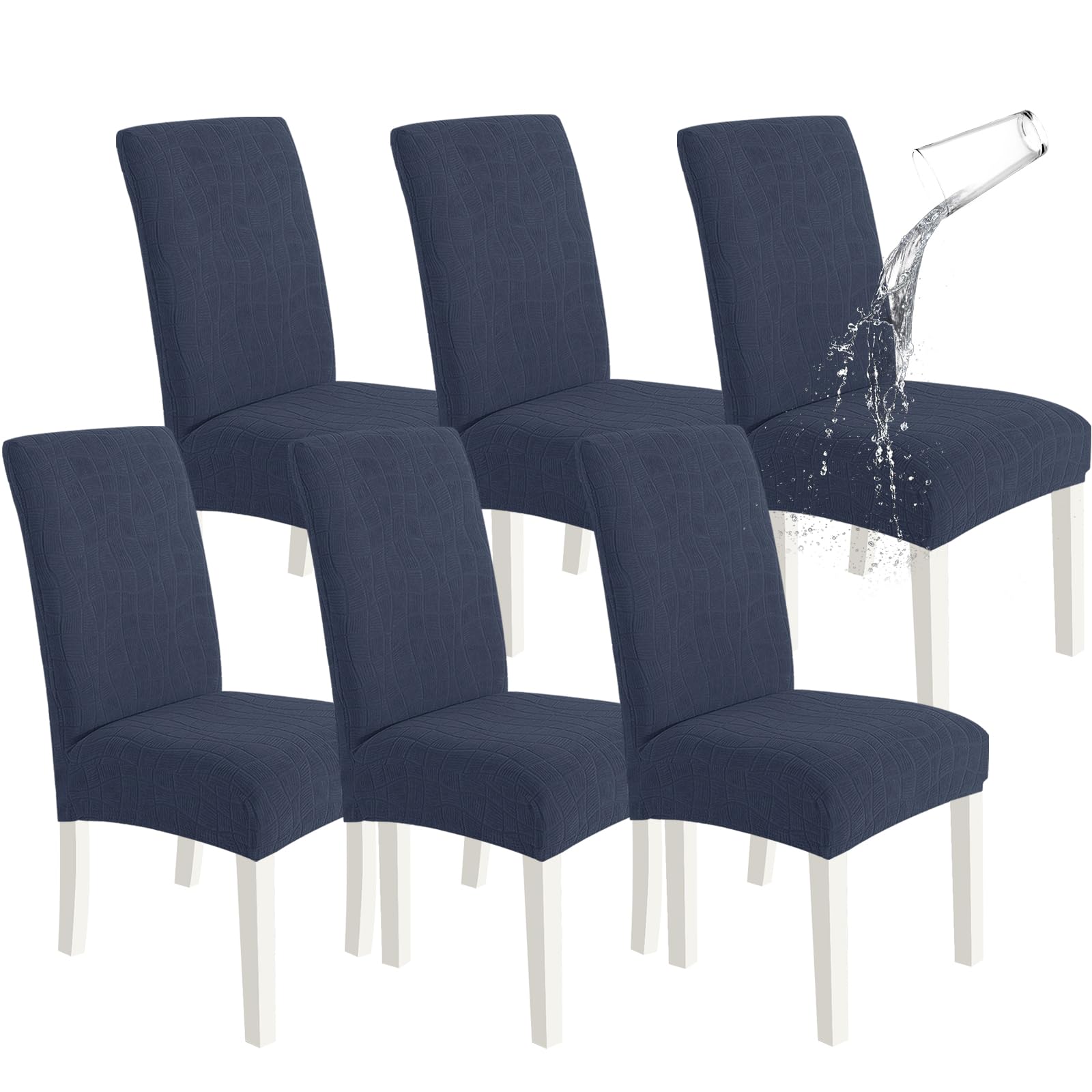 SYSLOON 100% Waterproof Chair Covers for Dining Chairs, Stretch Chair Covers Set of 4, Parson Chair Slipcovers Removable Washable Kitchen Chairs Seat Covers,Light Gray