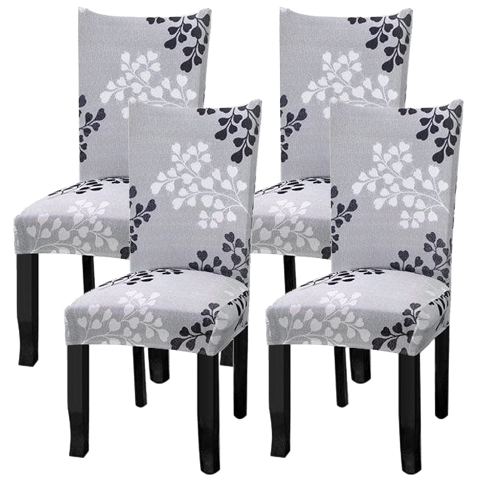Fuloon Chair Covers for Dining Room 6 Pack, Solid Stretch Dining Chair Covers, Washable Kitchen Slip Covers, Parson Chair Covers Set of 6 (Gray Lotus, 6 Pack)