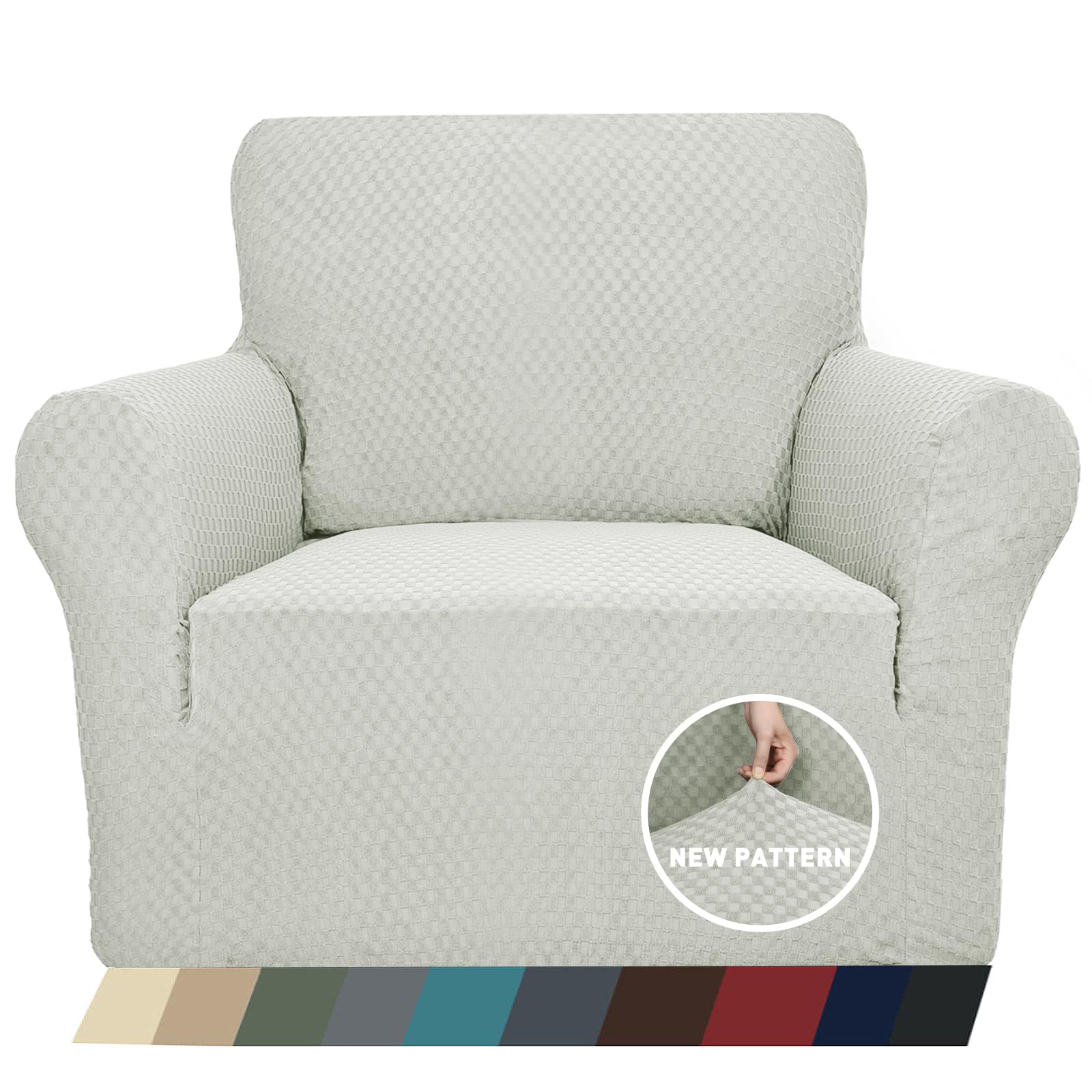 ZNSAYOTX 1 Piece Jacquard Couch Covers for 3 Cushion Couch Living Room High Stretch Sofa Cover Pets Dogs Friendly Anti Slip Thickened Slipcovers Furniture Protector (Sofa, Light Grey)
