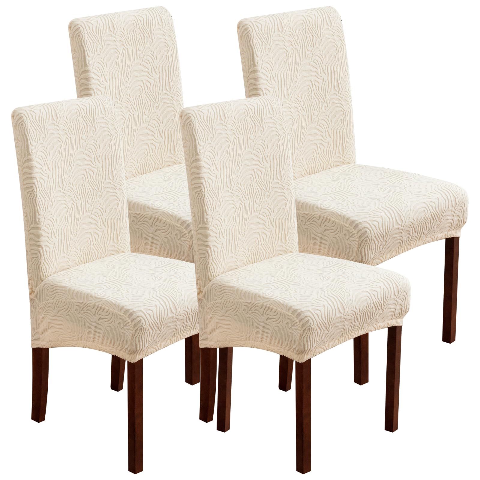 Dining Chair Covers, Chair Covers for Dining Room Stretch Parsons Chair Slipcover, for Dining Room Kitchen Chair Protector Cover, Removable, Washable (Beige, 6 Pack)