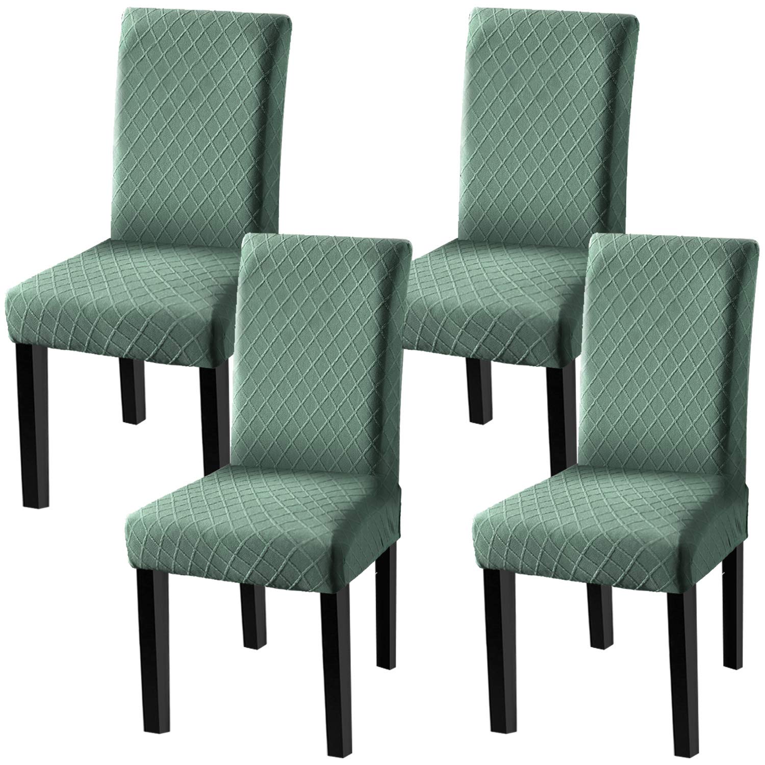 Fuloon Chair Covers for Dining Room 6 Pack, Solid Stretch Dining Chair Covers, Washable Kitchen Slip Covers, Parson Chair Covers Set of 6 (Gray Lotus, 6 Pack)