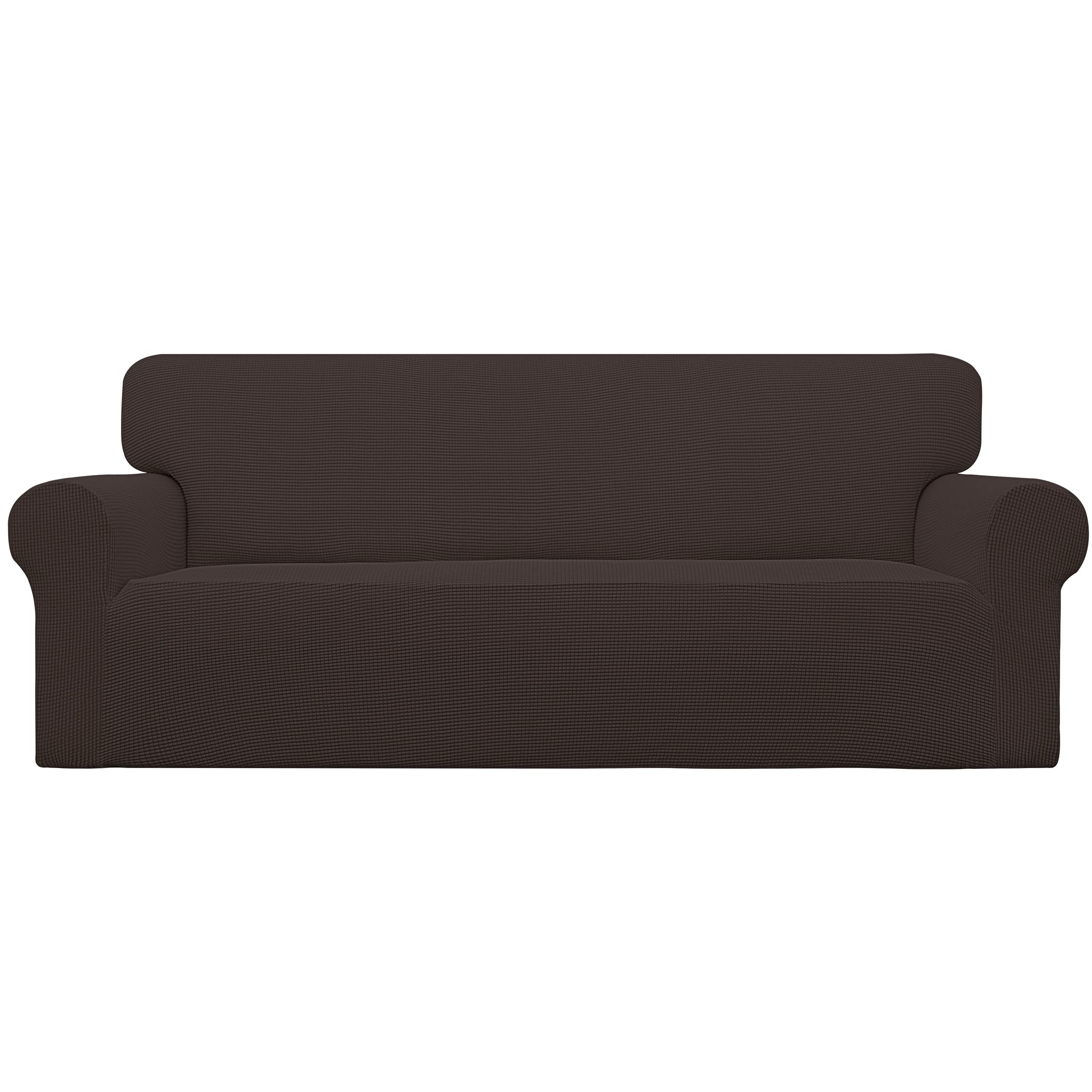 Easy-Going Stretch Sofa Slipcover 1-Piece Sofa Cover Furniture Protector Couch Soft with Elastic Bottom for Kids, Polyester Spandex Jacquard Fabric Small Checks (Sofa, Black)