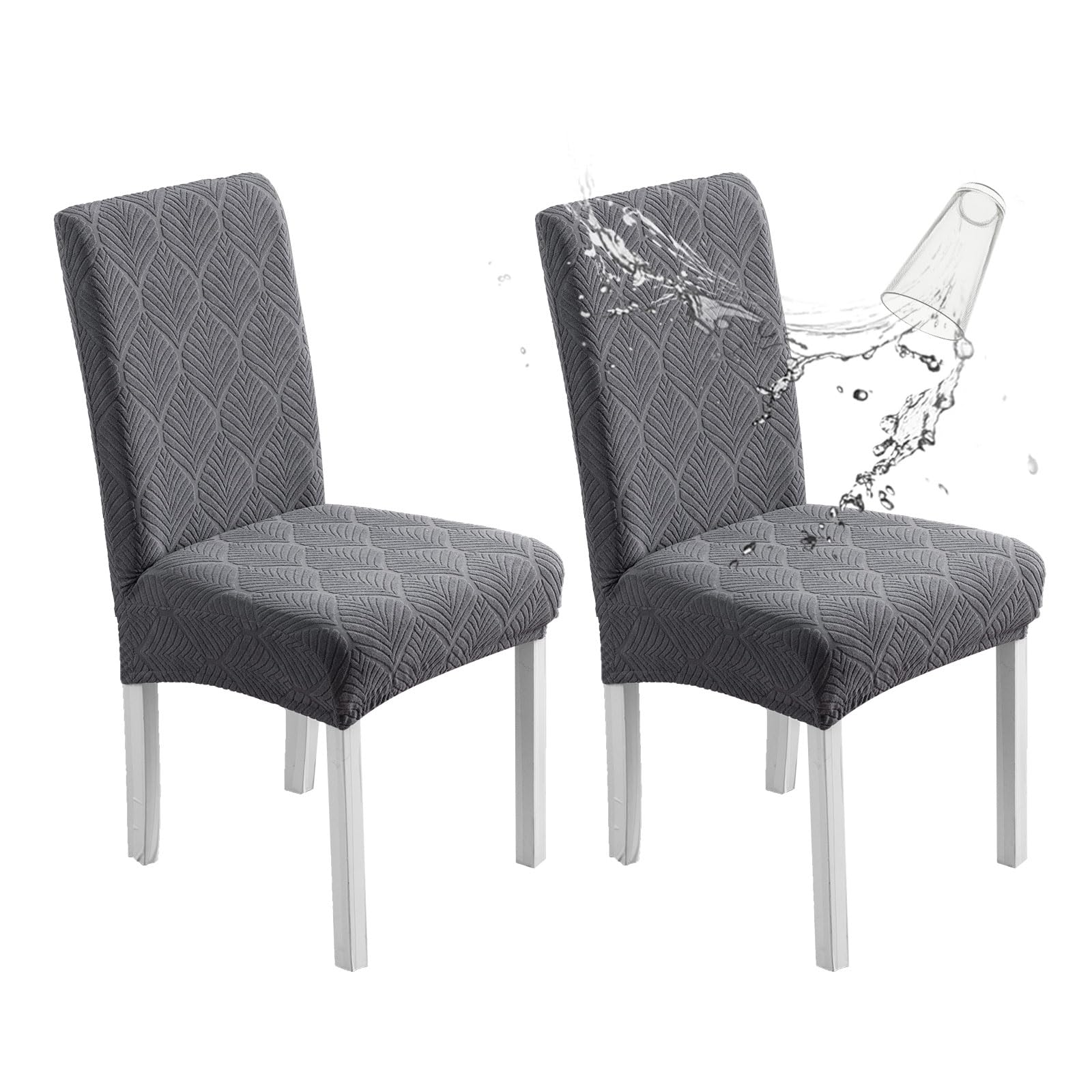 Chair Covers for Dining Chairs,100% Waterproof Dining Chair Covers Set of 4,Removable Stretch Parsons Slip,Washable Seat Protector for Kitchen Beige