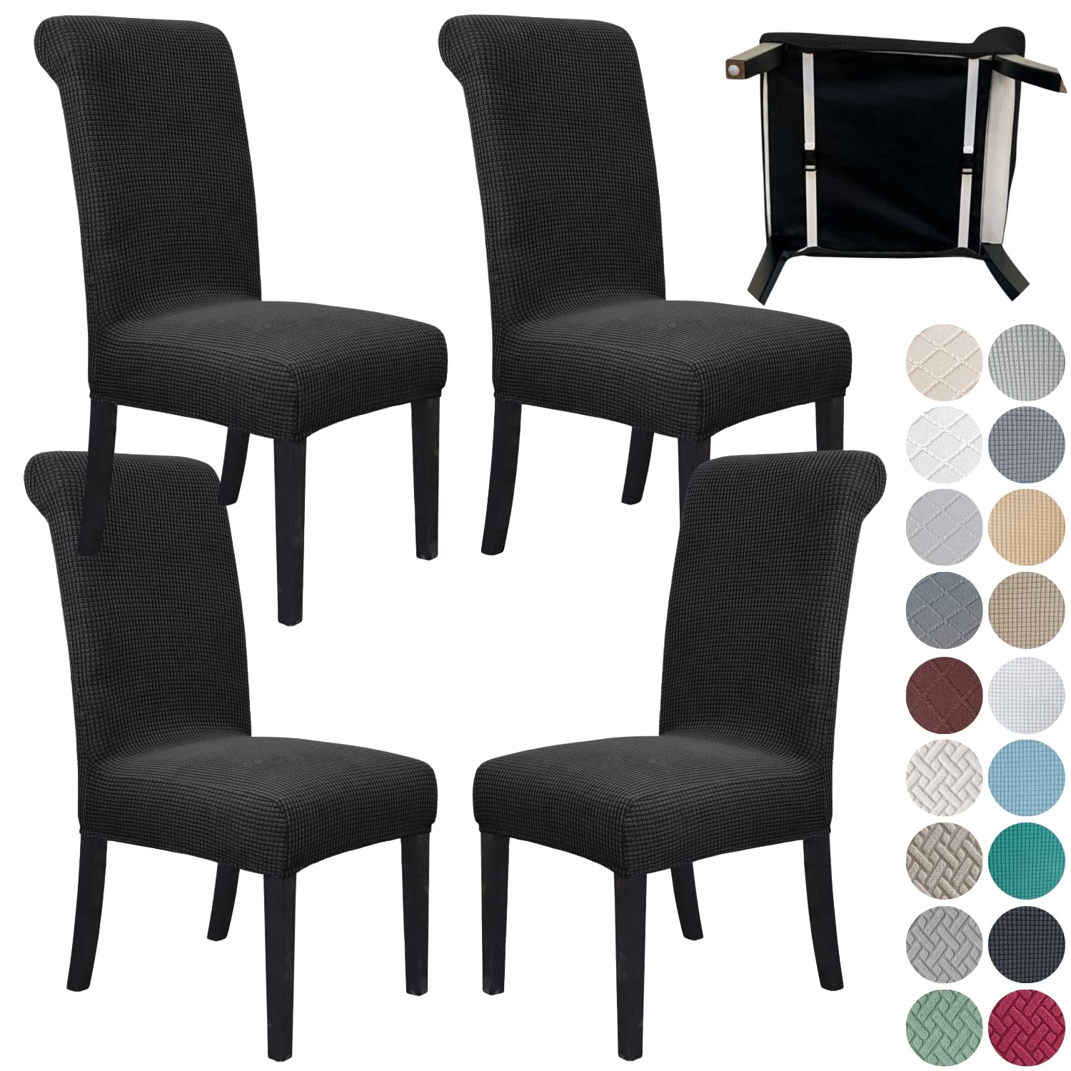 SPRINGRICO 4 Pack Dining Room Chair Covers with seat Belt, Stretch Parsons Chair Slipcover Washable Kitchen Dining Chair Cover Removable Seat Protector Set of 4, S3- Warm Cream