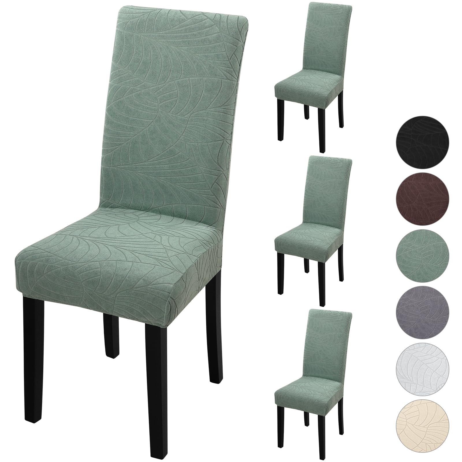 Fuloon Chair Covers for Dining Room 6 Pack, Solid Stretch Dining Chair Covers, Washable Kitchen Slip Covers, Parson Chair Covers Set of 6 (Gray Lotus, 6 Pack)