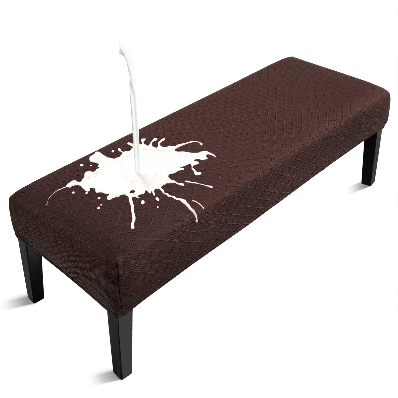Fuloon Waterproof Dining Bench Cover, Removable Bench Slipcover Washable Bench Seat Protector Cover for Living Room, Bedroom, Kitchen (Beige)
