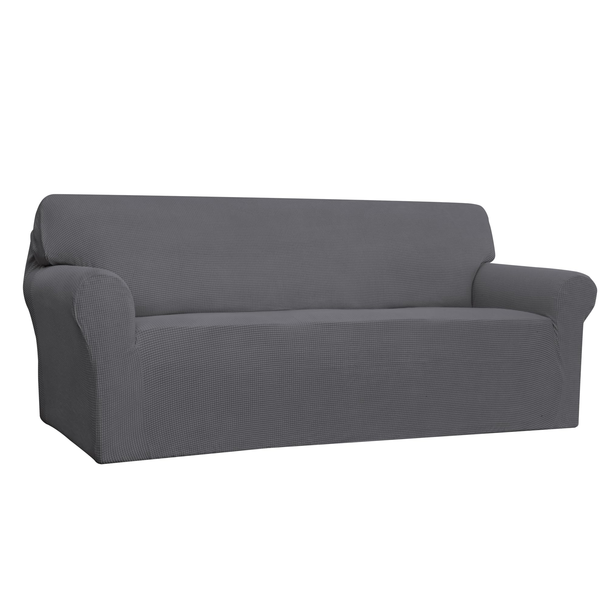 Easy-Going Stretch Sofa Slipcover 1-Piece Sofa Cover Furniture Protector Couch Soft with Elastic Bottom for Kids, Polyester Spandex Jacquard Fabric Small Checks (Sofa, Dark Gray)