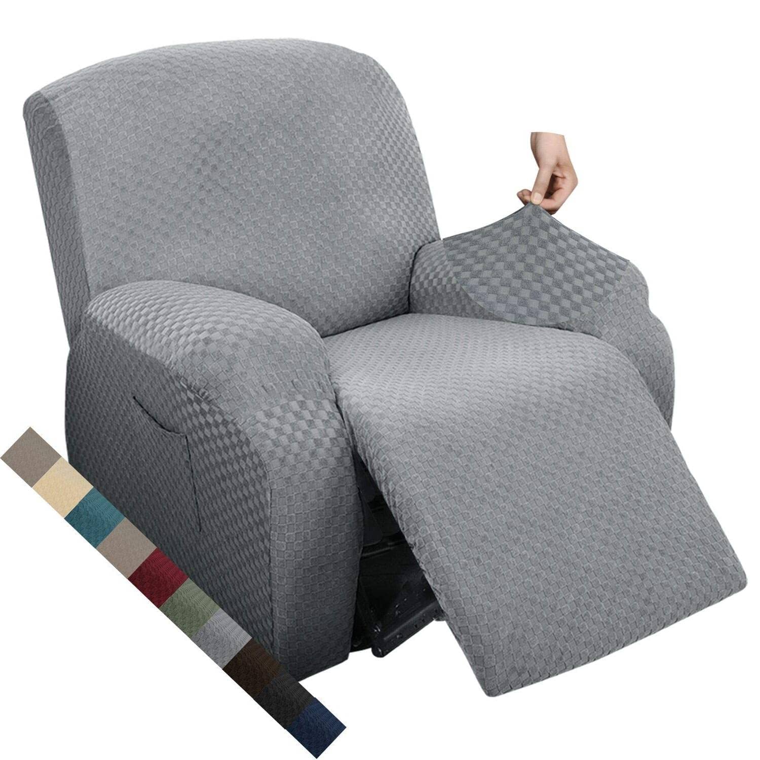 MAXIJIN 4 Piece Couch Covers for 3 Cushion Couch Super Stretch Non Slip Couch Cover for Dogs Pet Friendly Elastic Jacquard Furniture Protector Sofa Slipcovers (Sofa, Light Gray)