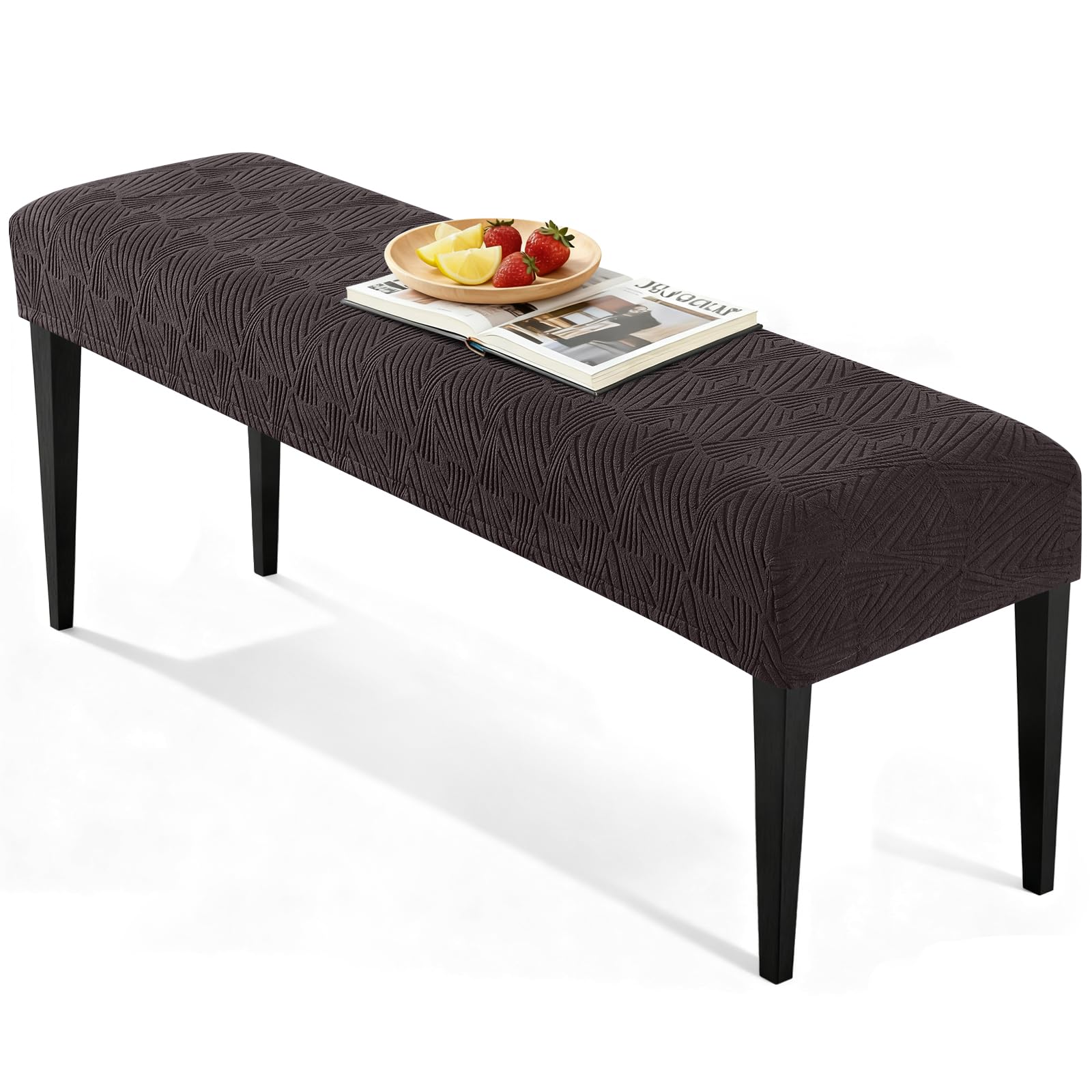 VANSOFY Dining Bench Cover, Stretch Jacaquard Bench Seat Cushion Covers, Rectangular Washable Bench Covers Slipcover for Dining Room, Bedroom, Kitchen, Living Room (Gray)