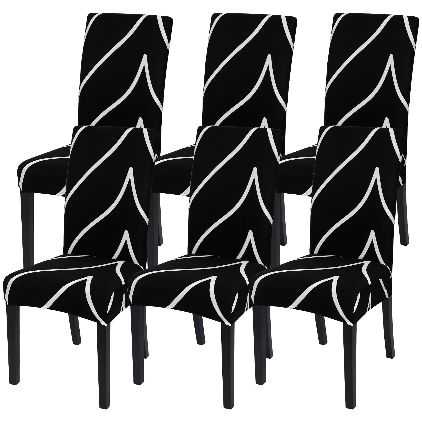SearchI Dining Room Chair Covers Set of 6, Stretch Jacquard Parsons Chair Slipcovers Super Fit Removable Washable Kitchen Chair Protector Cover for Dining Room, Hotel, Ceremony (Beige Rhombus)