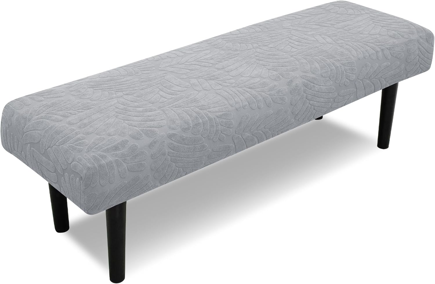 Stretch Bench Covers, Bench Seat Covers, Bench Cushions Covers, Printed Bench Seat Protector, Washable Bench Slipcover, Rectangle Bench Covers for Dining Room, Living Room, Kitchen(Leaf grey)