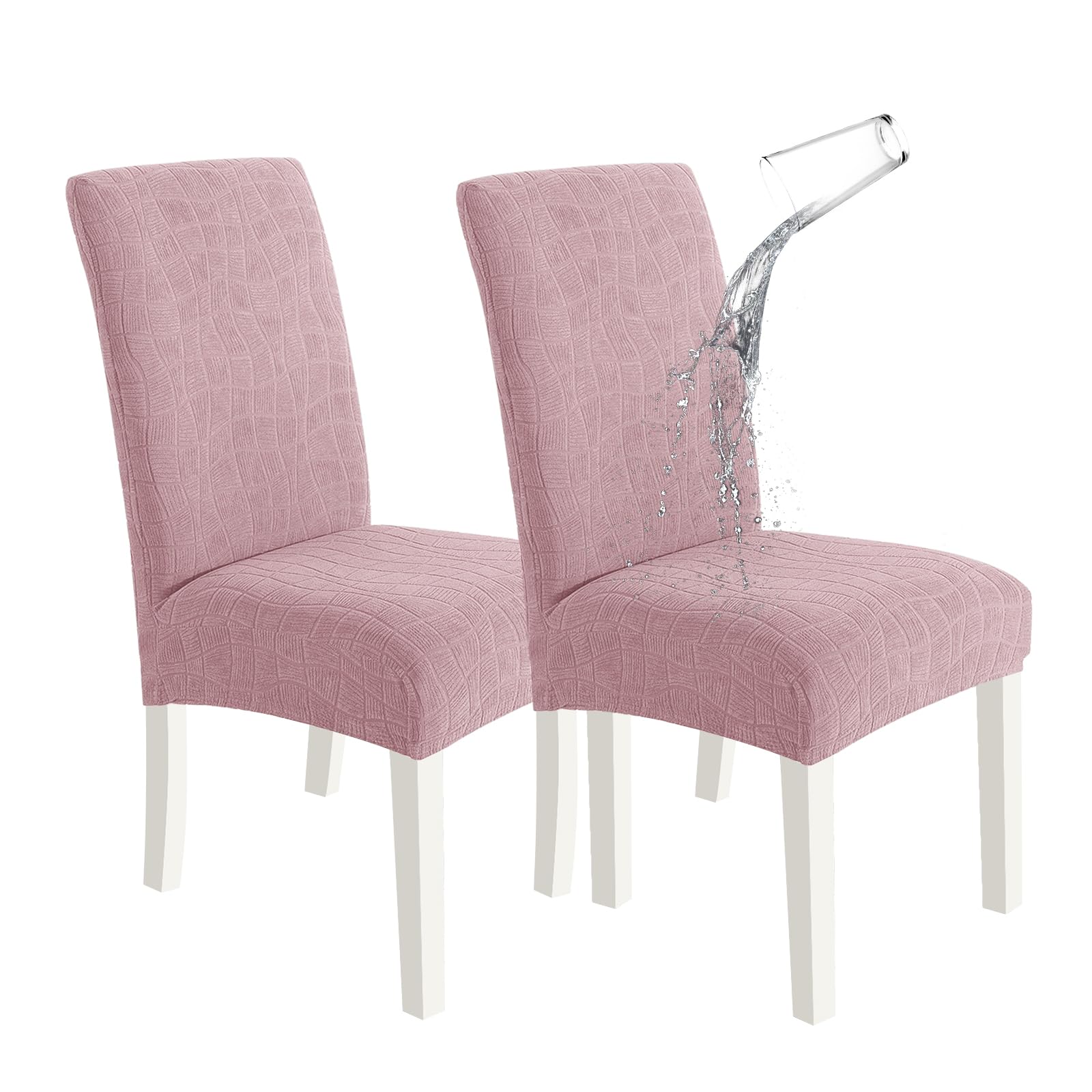 SYSLOON 100% Waterproof Chair Covers for Dining Chairs, Stretch Chair Covers Set of 4, Parson Chair Slipcovers Removable Washable Kitchen Chairs Seat Covers,Light Gray