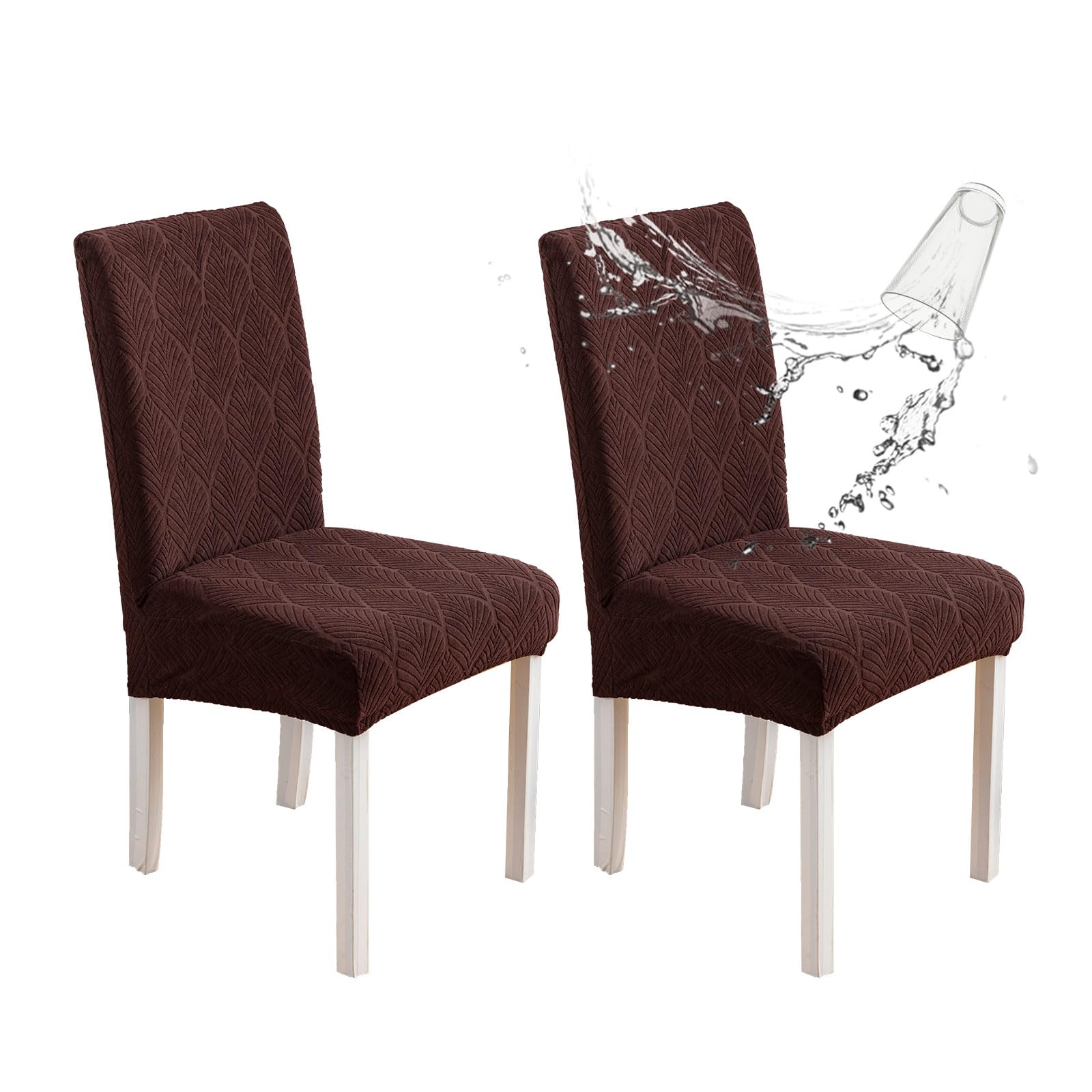 Chair Covers for Dining Chairs,100% Waterproof Dining Chair Covers Set of 4,Removable Stretch Parsons Slip,Washable Seat Protector for Kitchen Beige