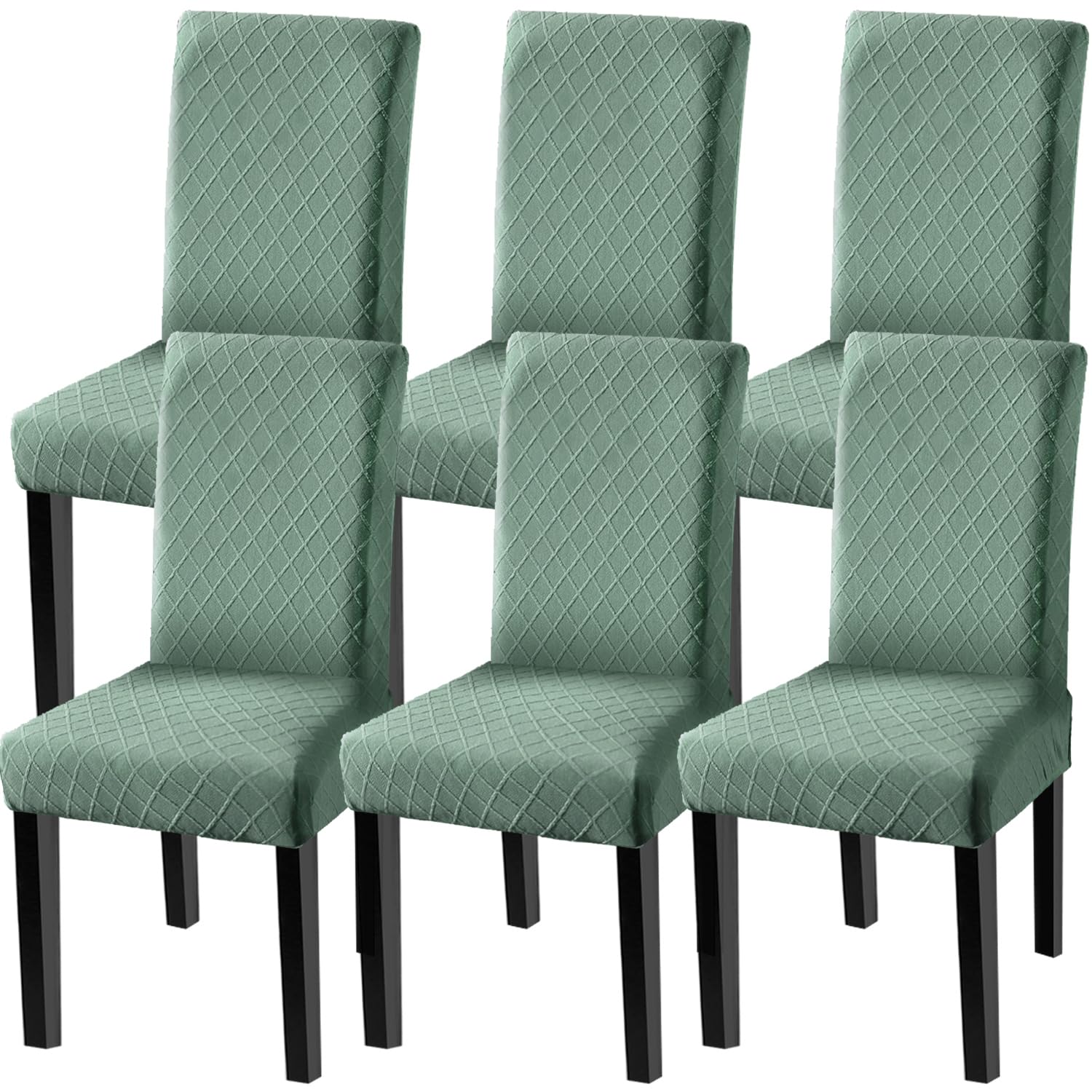 Fuloon Chair Covers for Dining Room 6 Pack, Solid Stretch Dining Chair Covers, Washable Kitchen Slip Covers, Parson Chair Covers Set of 6 (Gray Lotus, 6 Pack)