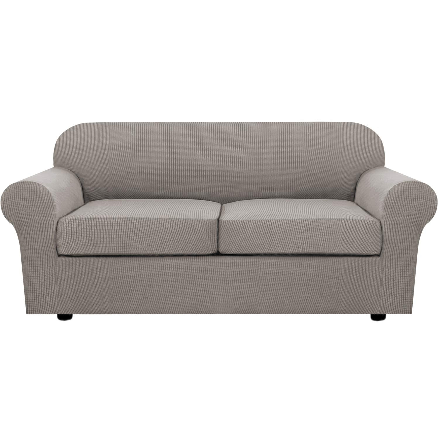 H.VERSAILTEX 4 Piece Stretch Sofa Covers for 3 Cushion Couch Covers for Living Room Furniture Slipcovers (Base Cover Plus 3 Seat Cushion Covers) Upgraded Thicker Jacquard Fabric (Sofa, Navy)