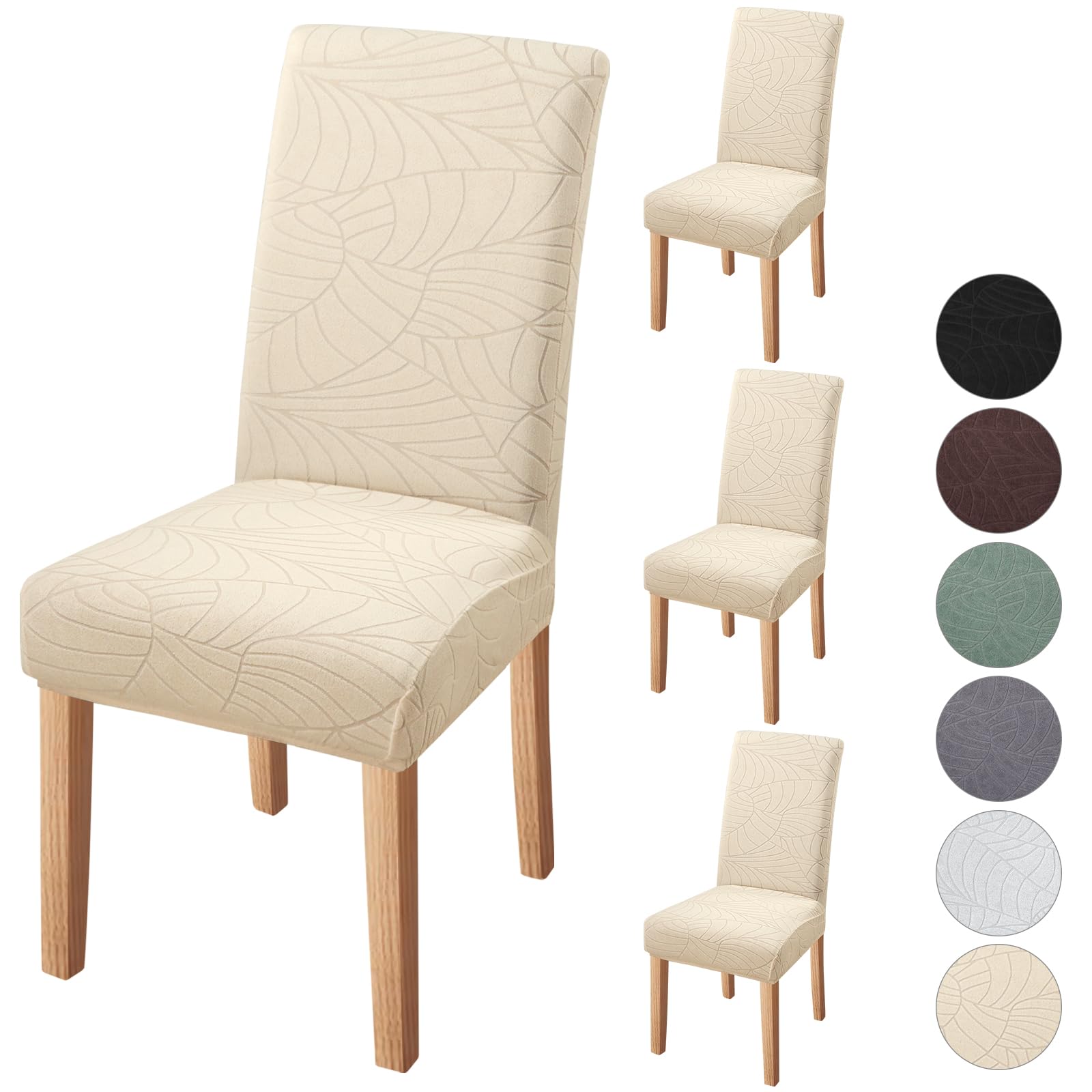 Fuloon Chair Covers for Dining Room 6 Pack, Solid Stretch Dining Chair Covers, Washable Kitchen Slip Covers, Parson Chair Covers Set of 6 (Gray Lotus, 6 Pack)