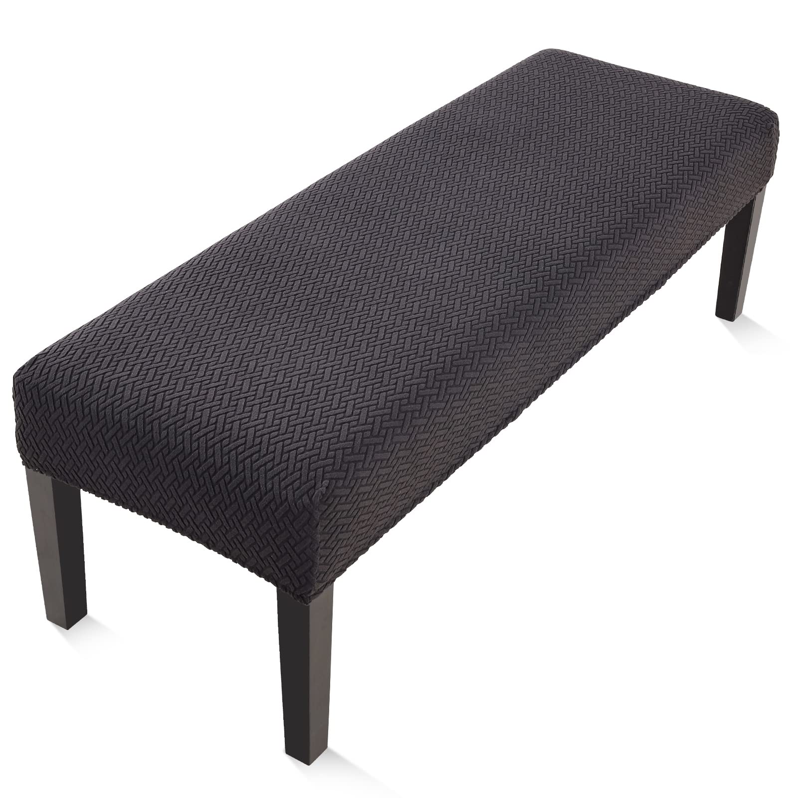 Fuloon Stretch Jacquard Dining Bench Cover - Anti-Dust Removable Bench Slipcover Washable Seat Cushion Protector for Bedroom, Kitchen, Hotel, Banquet (Beige)