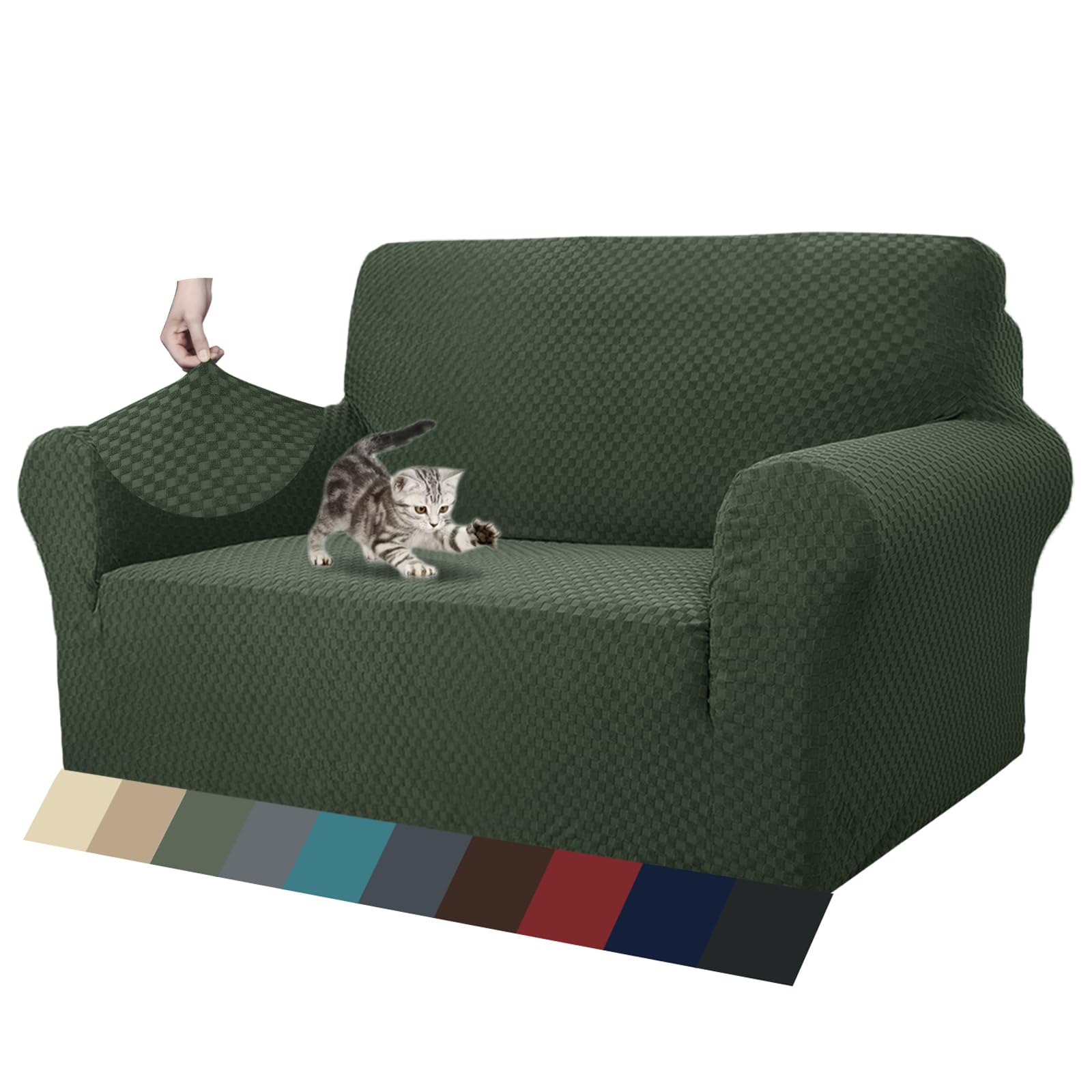 ZNSAYOTX 1 Piece Jacquard Couch Covers for 3 Cushion Couch Living Room High Stretch Sofa Cover Pets Dogs Friendly Anti Slip Thickened Slipcovers Furniture Protector (Sofa, Light Grey)