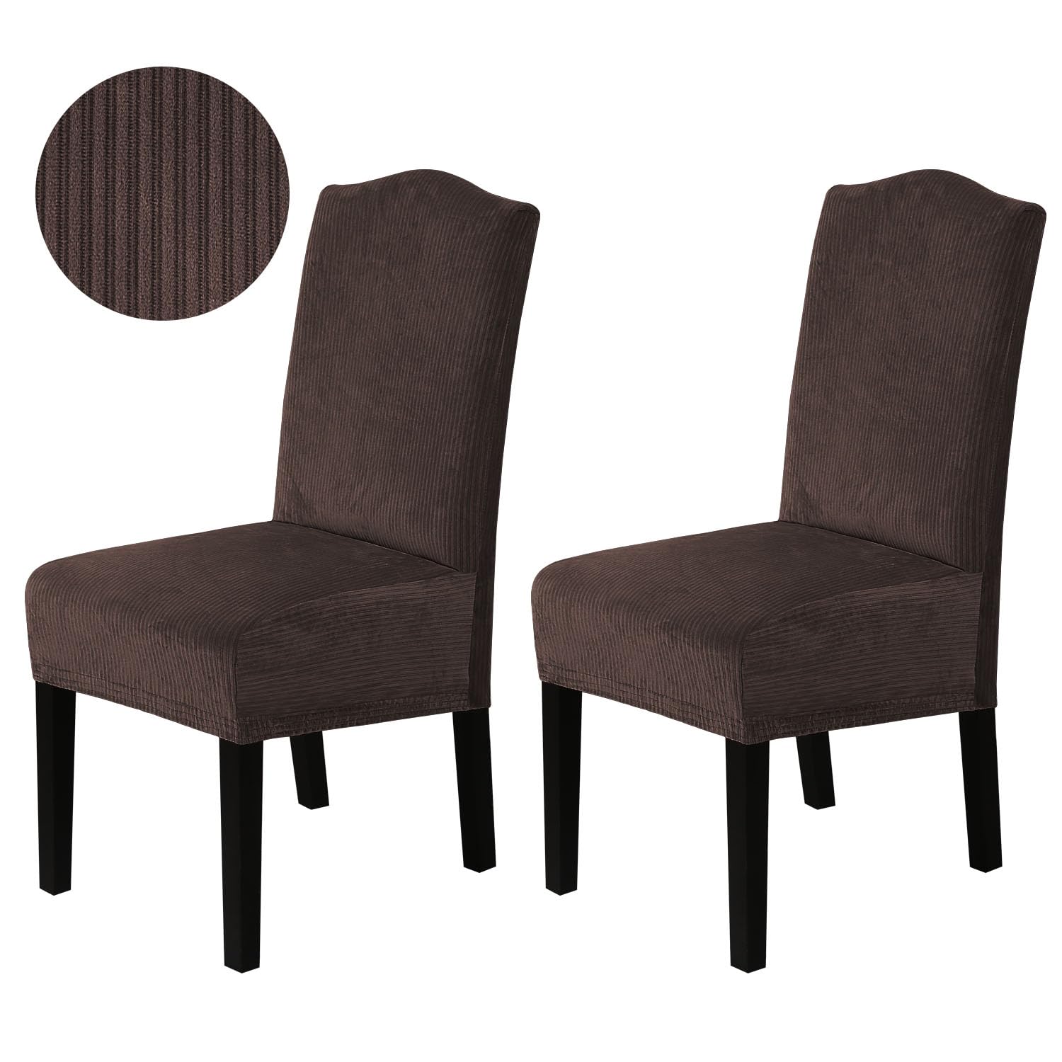 H.VERSAILTEX Dining Chair Covers Stretch for Dining Room Set of 4 Parson Chair Slipcovers Protectors, Soft Thick Solid Velvet Fabric Washable, Taupe