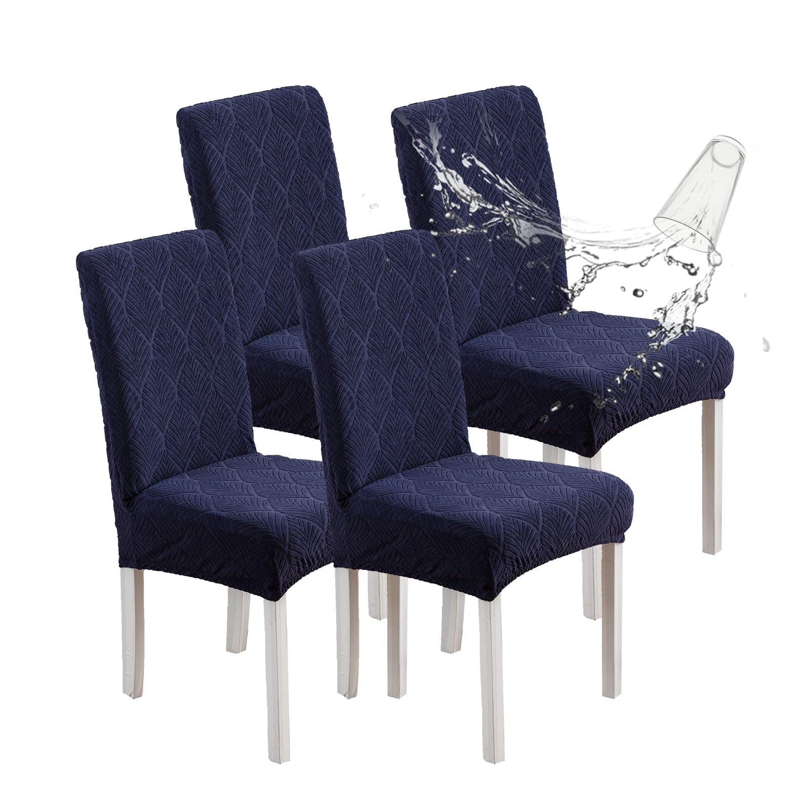 Chair Covers for Dining Chairs,100% Waterproof Dining Chair Covers Set of 4,Removable Stretch Parsons Slip,Washable Seat Protector for Kitchen Beige
