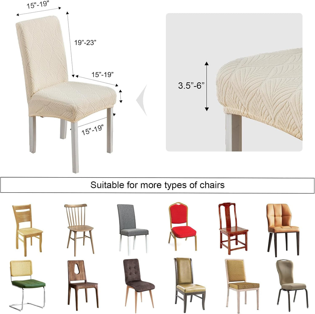 Chair Covers for Dining Chairs,100% Waterproof Dining Chair Covers Set of 4,Removable Stretch Parsons Slip,Washable Seat Protector for Kitchen Beige