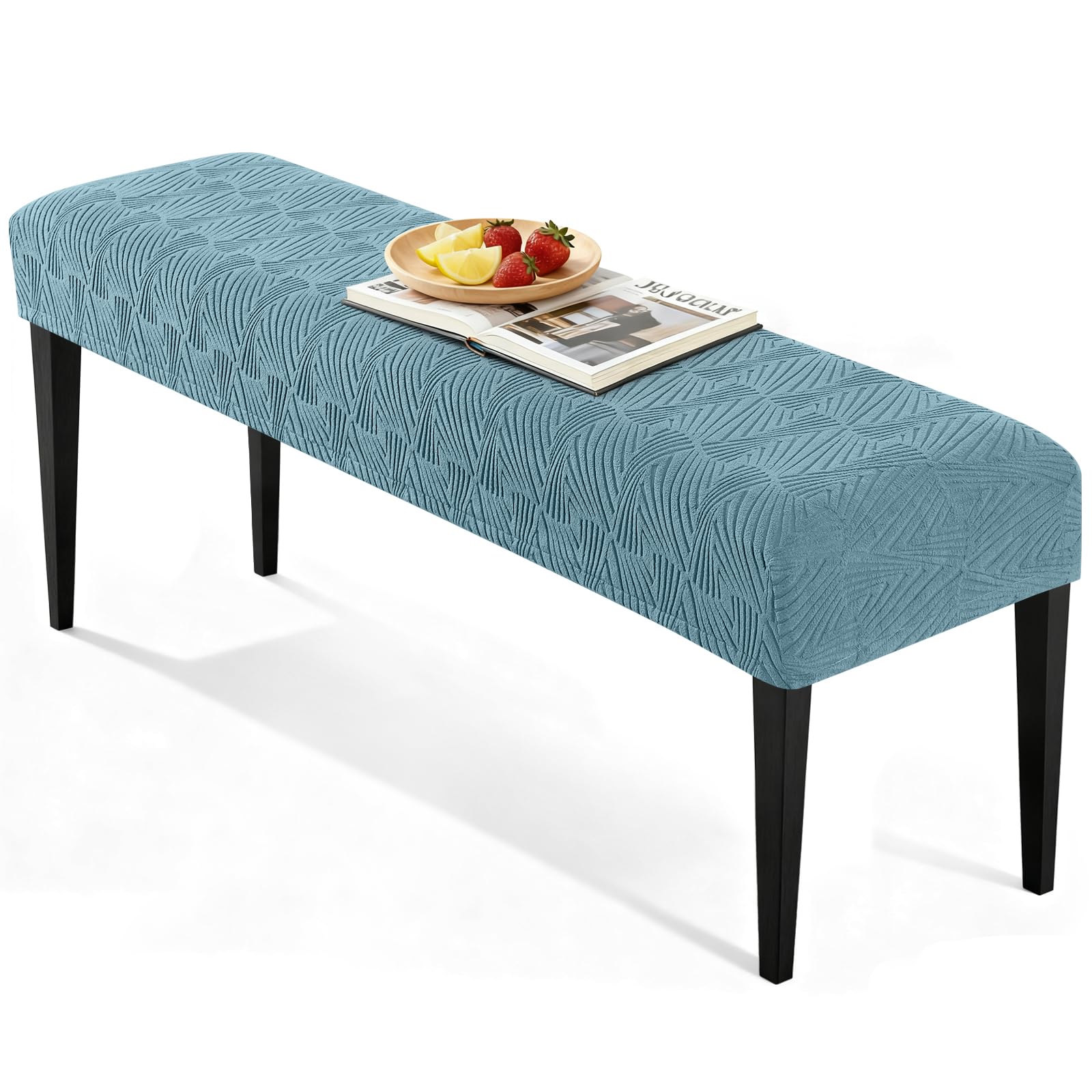 VANSOFY Dining Bench Cover, Stretch Jacaquard Bench Seat Cushion Covers, Rectangular Washable Bench Covers Slipcover for Dining Room, Bedroom, Kitchen, Living Room (Gray)