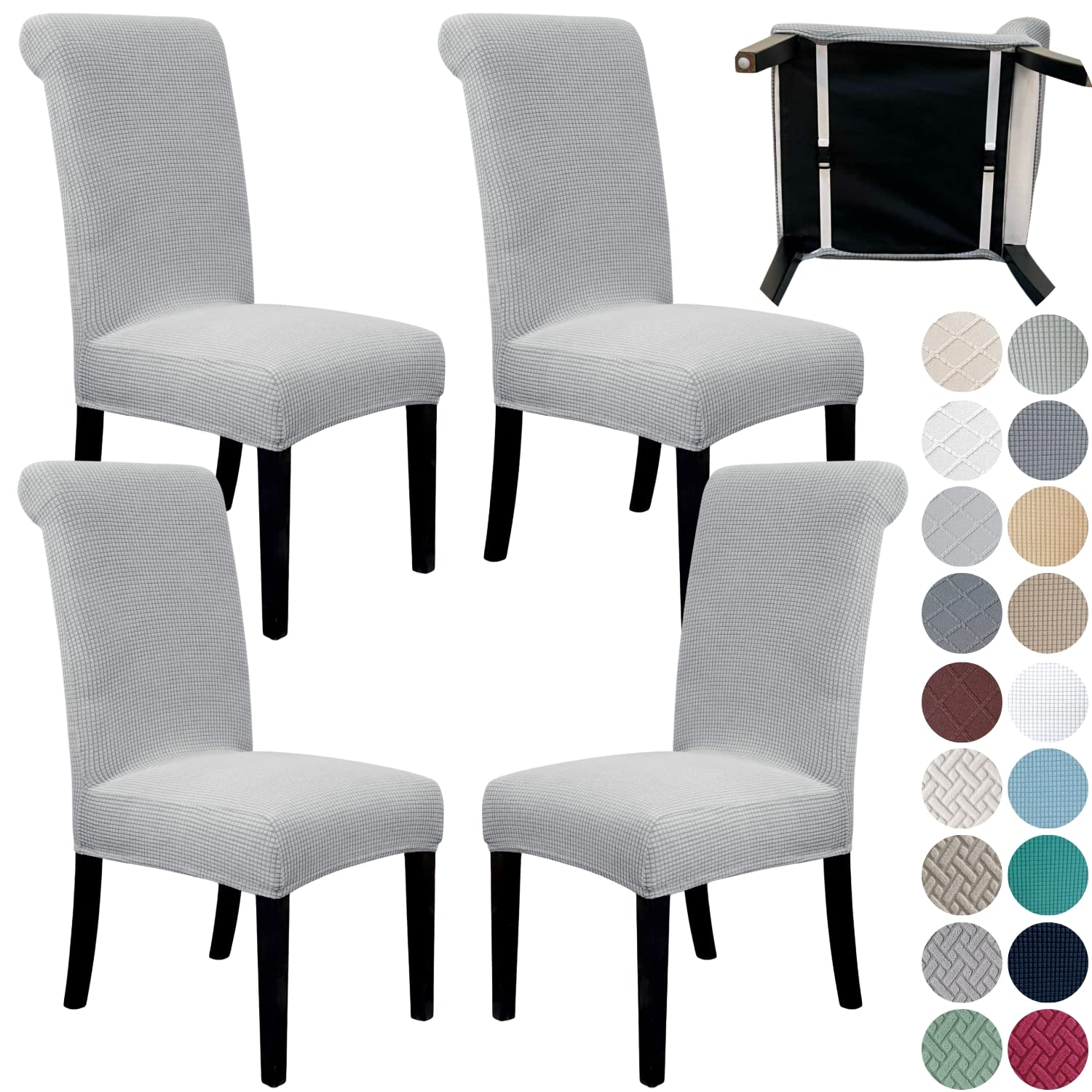 SPRINGRICO 4 Pack Dining Room Chair Covers with seat Belt, Stretch Parsons Chair Slipcover Washable Kitchen Dining Chair Cover Removable Seat Protector Set of 4, S3- Warm Cream