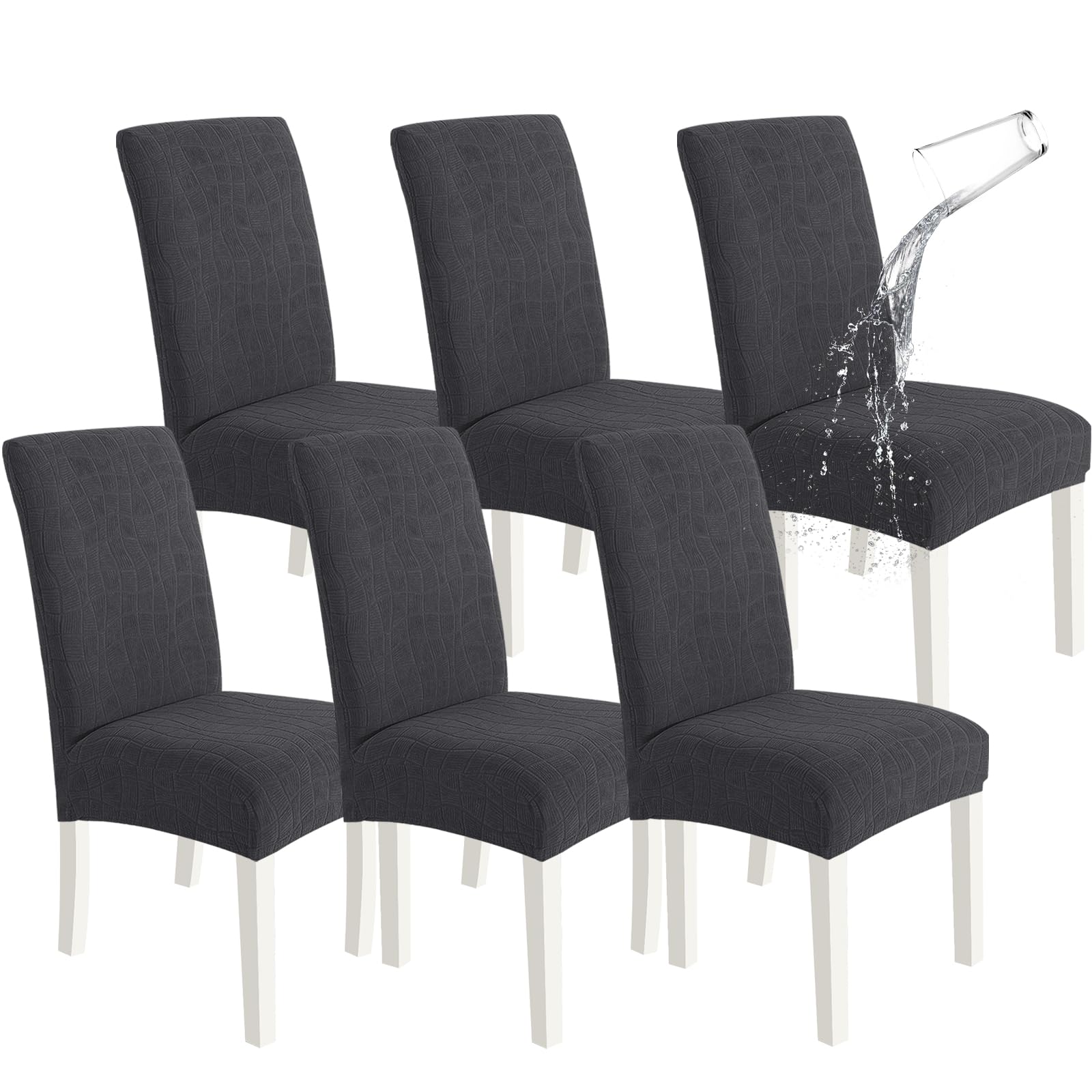 SYSLOON 100% Waterproof Chair Covers for Dining Chairs, Stretch Chair Covers Set of 4, Parson Chair Slipcovers Removable Washable Kitchen Chairs Seat Covers,Light Gray