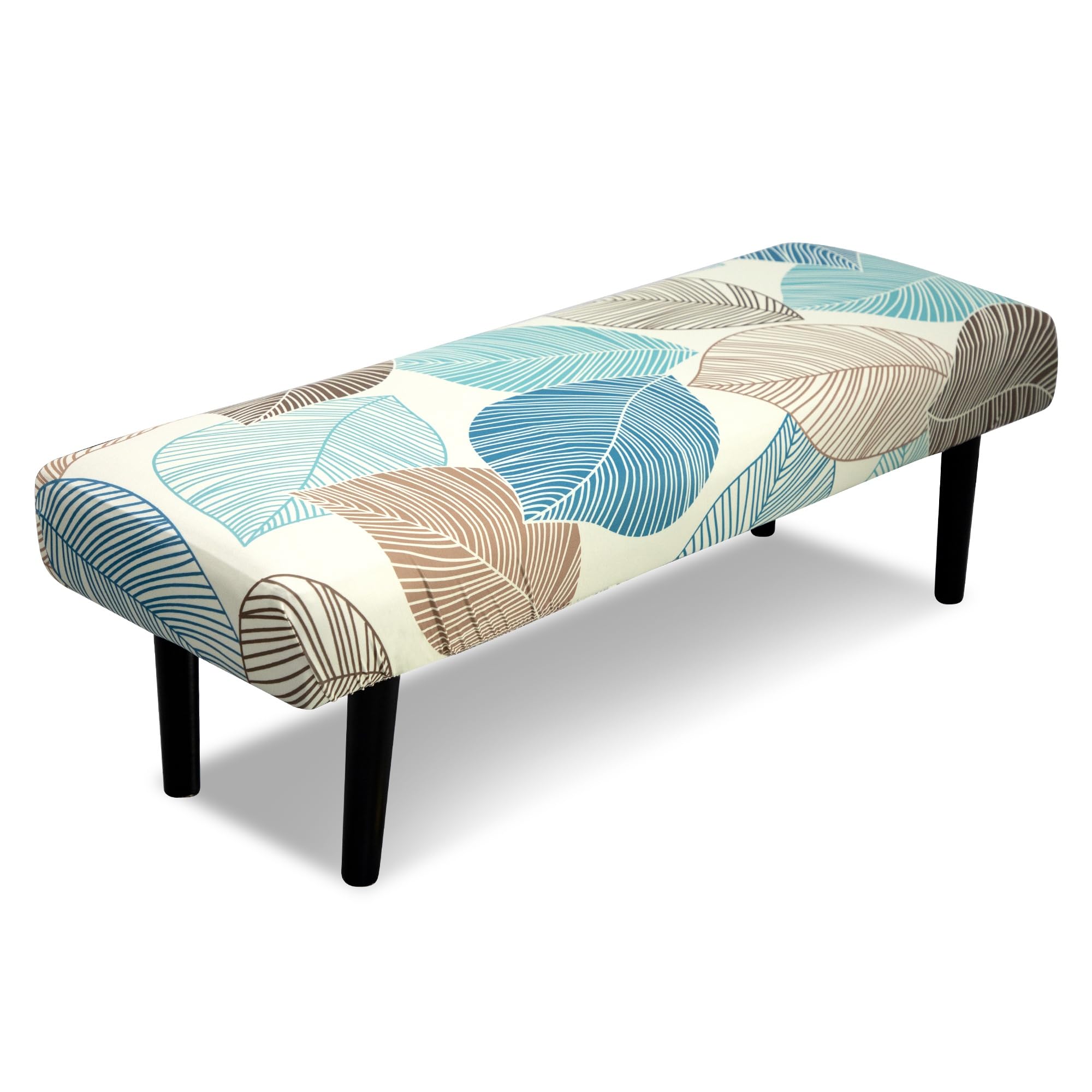 Stretch Bench Covers, Bench Seat Covers, Bench Cushions Covers, Printed Bench Seat Protector, Washable Bench Slipcover, Rectangle Bench Covers for Dining Room, Living Room, Kitchen(Leaf grey)