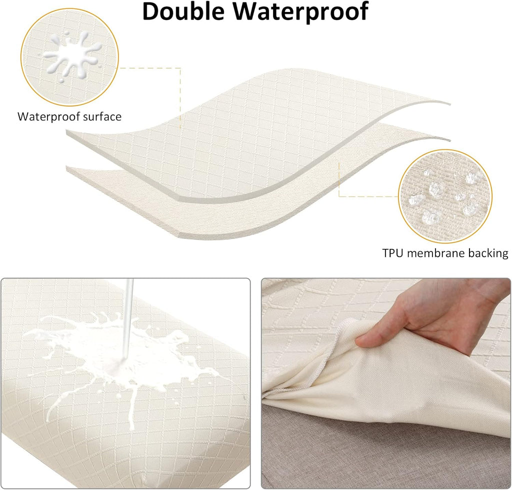 Fuloon Waterproof Dining Bench Cover, Removable Bench Slipcover Washable Bench Seat Protector Cover for Living Room, Bedroom, Kitchen (Beige)