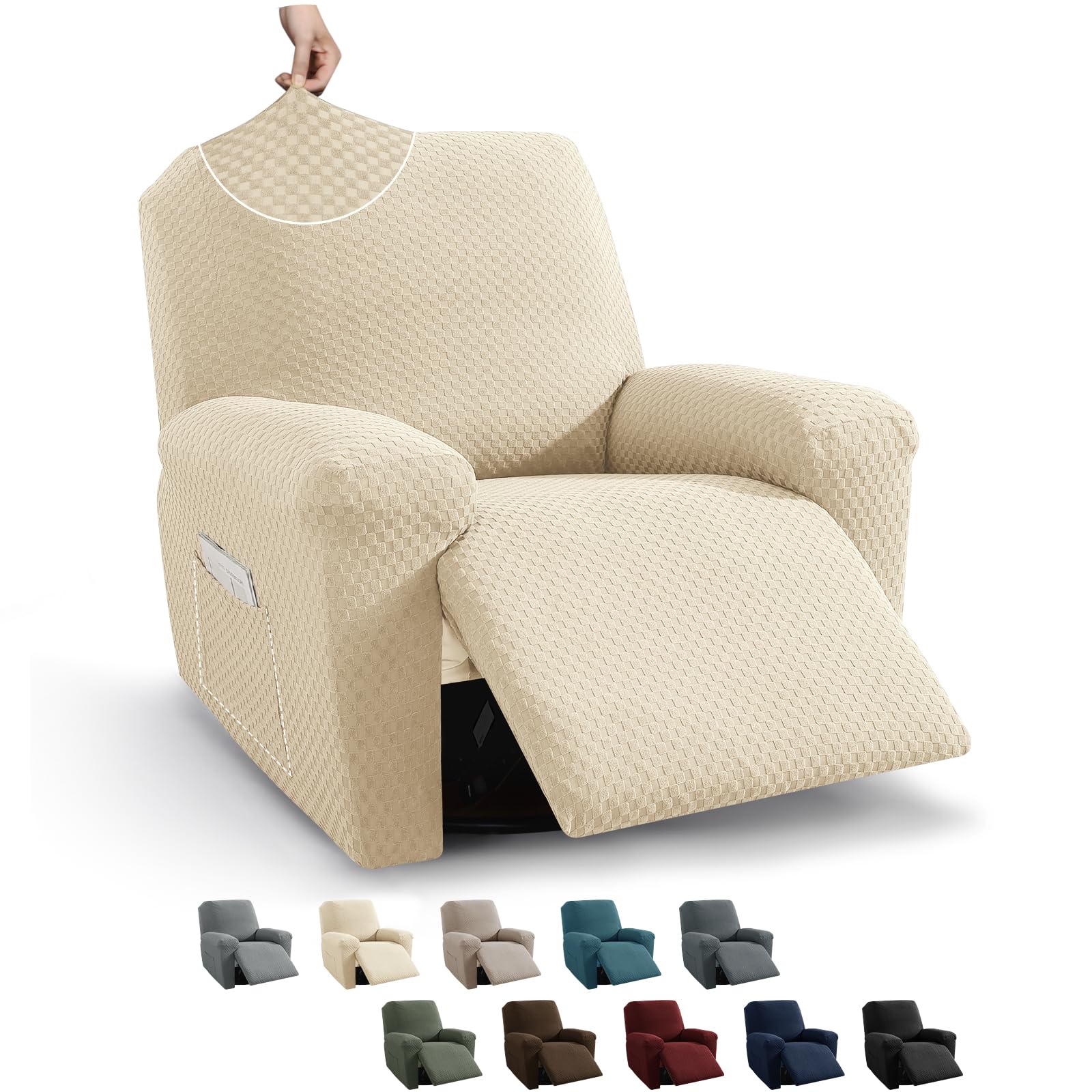 MAXIJIN 4 Piece Couch Covers for 3 Cushion Couch Super Stretch Non Slip Couch Cover for Dogs Pet Friendly Elastic Jacquard Furniture Protector Sofa Slipcovers (Sofa, Light Gray)