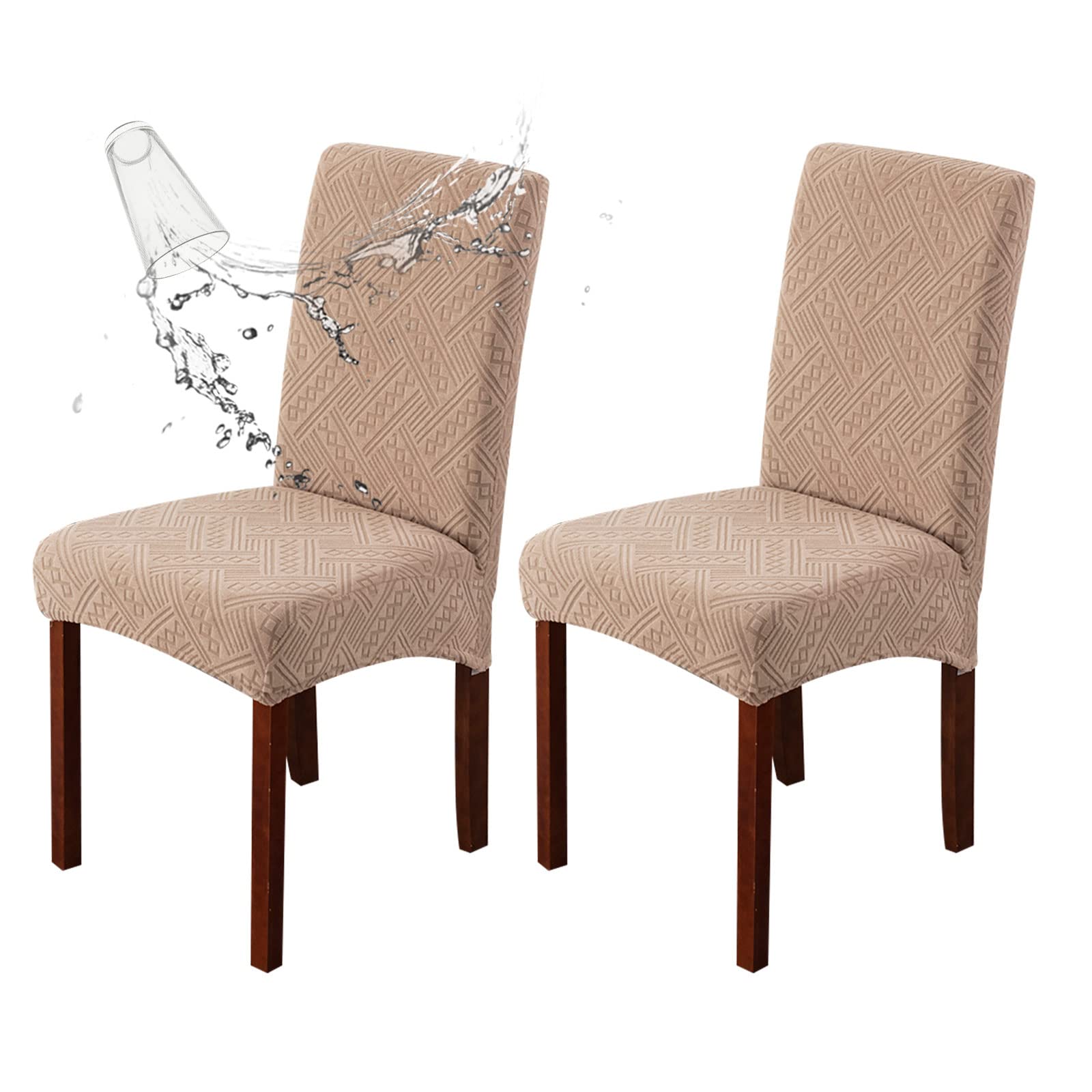 Genina Waterproof Dining Room Chair Covers Stretch Parsons Chair Slipcovers for Dining Room Kitchen Chair Protector Cover, Removable, Washable (4, Flower Pattern-Dark Gray)