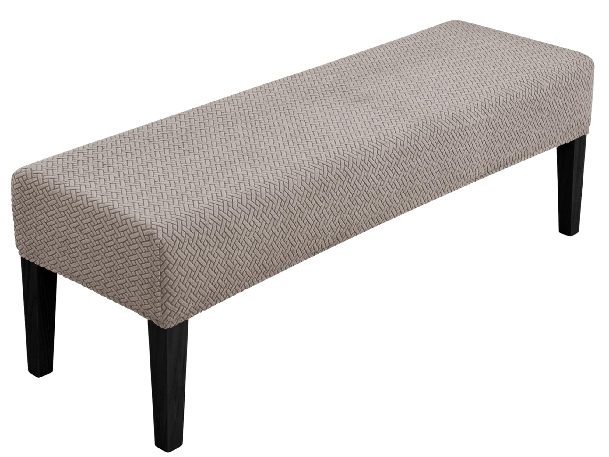 SPRINGRICO Stretch Dining Bench Cover, Removable Bench Slipcover Washable Bench Seat Protector Rectangle Bench Cover for Dining Room, Living Room, Bedroom, Kitchen (S1-Khaki)